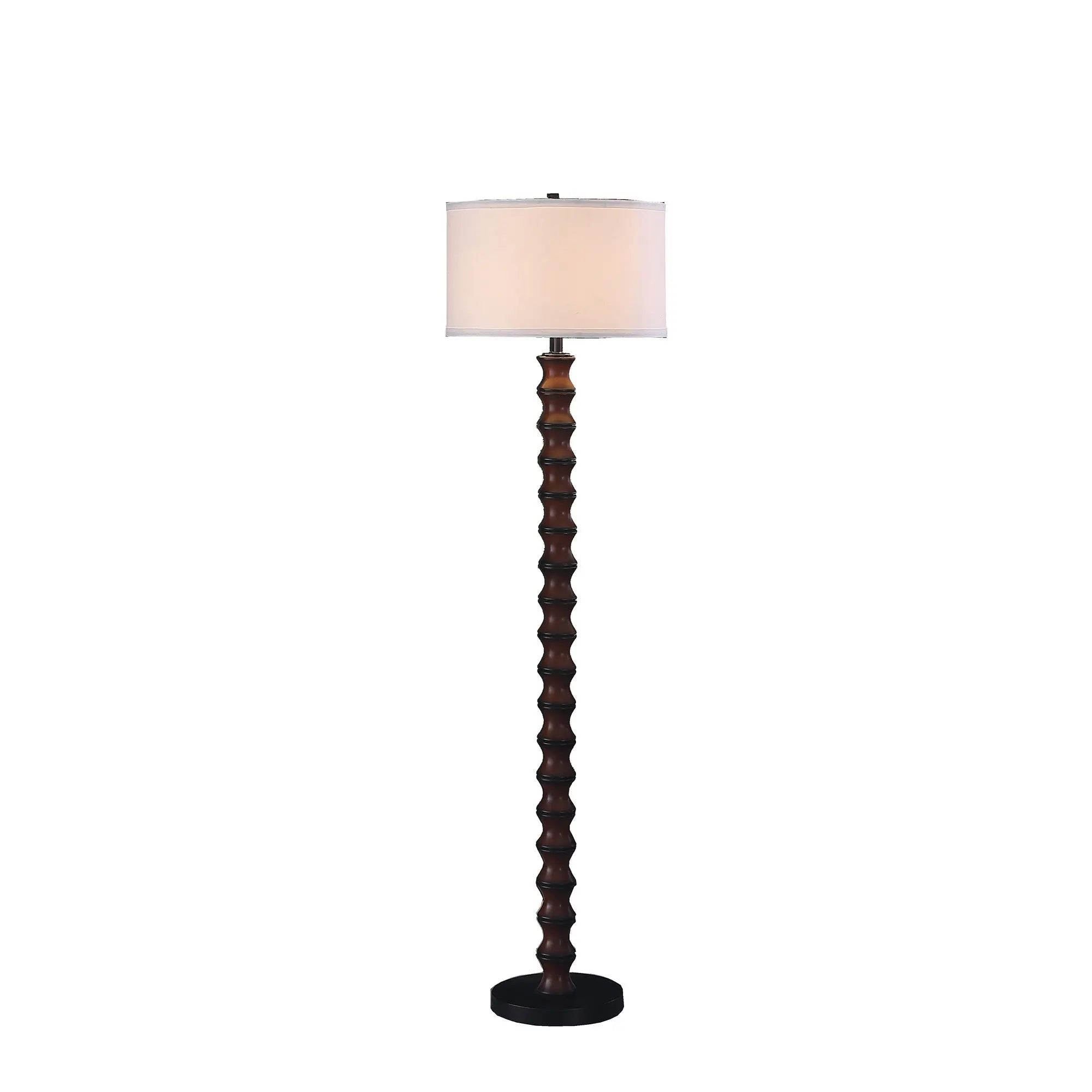 61" Brown And White Resin Floor Lamp With White Fabric Drum Shade Homeroots Lighting