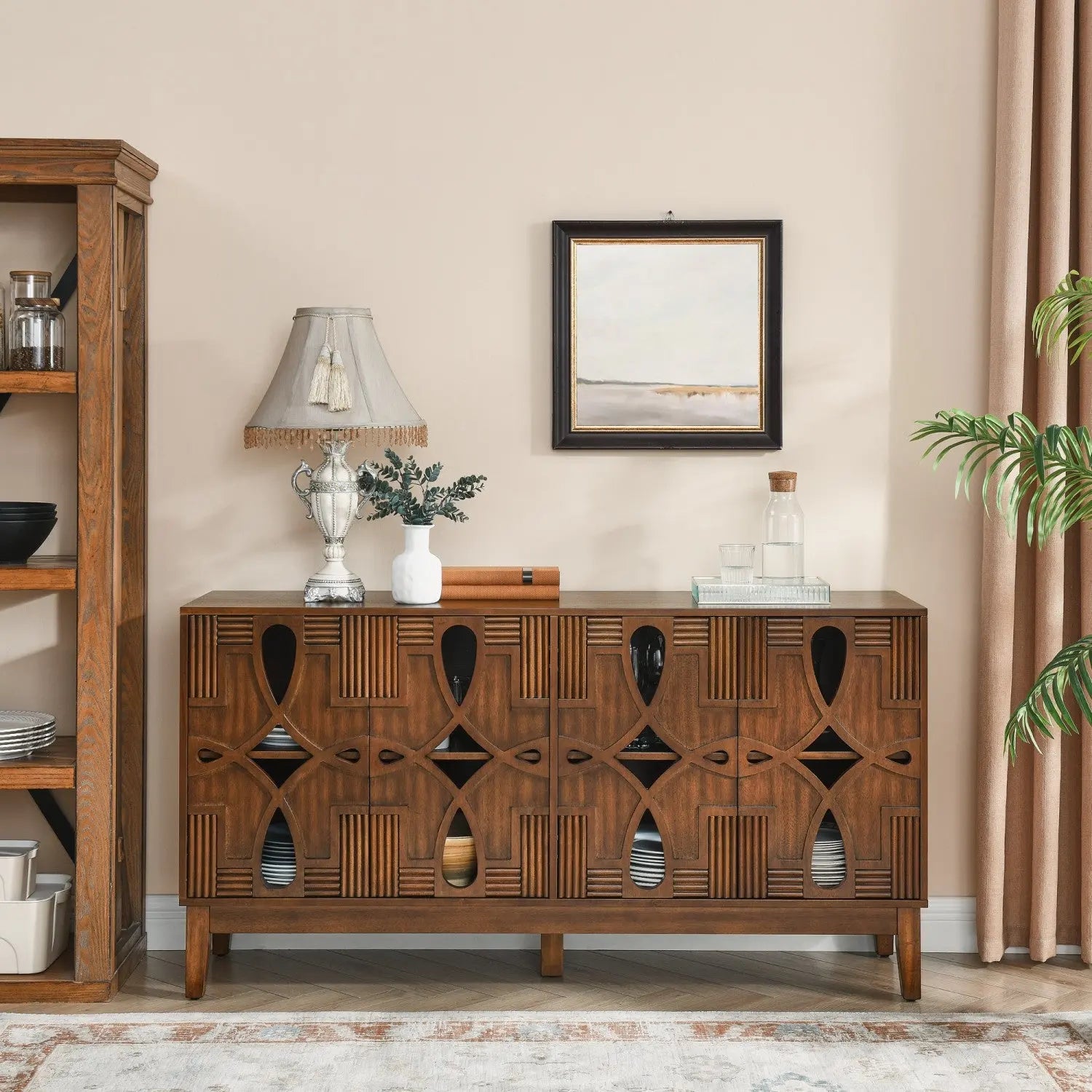 61" Brown Wood Accent Cabinet Homeroots Kitchen & Dining