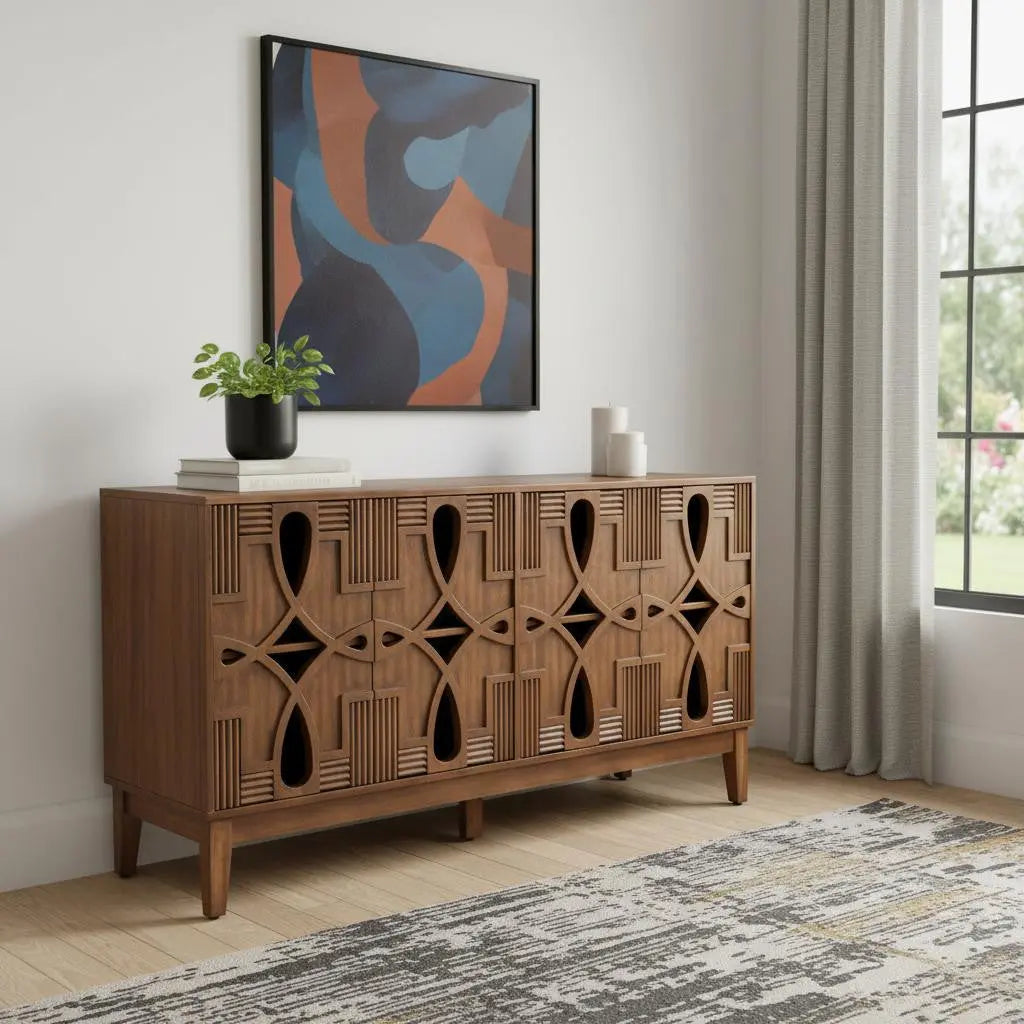 61" Brown Wood Accent Cabinet Homeroots Kitchen & Dining
