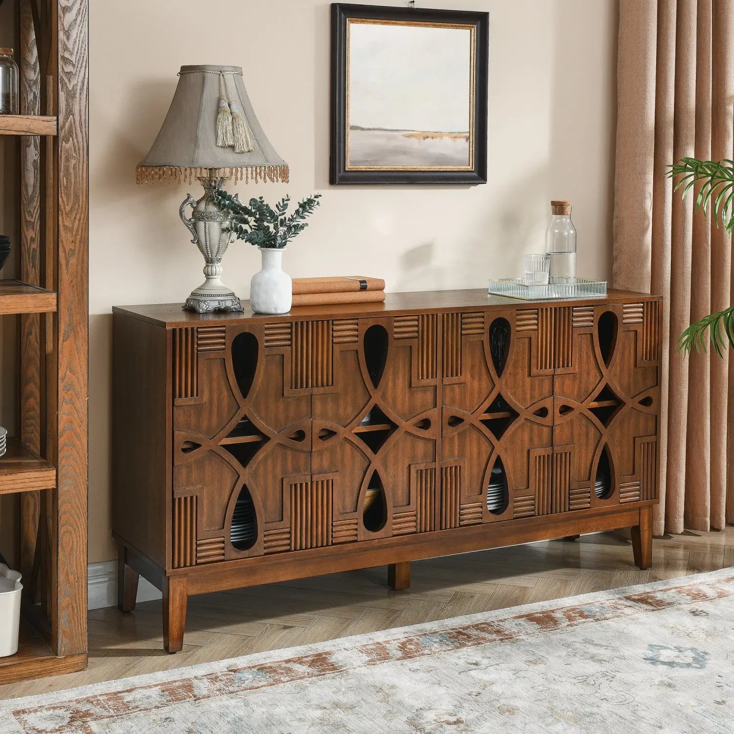 61" Brown Wood Accent Cabinet Homeroots Kitchen & Dining