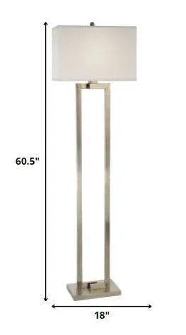 61" Metal Floor Lamp With White Fabric Shade Homeroots Lighting