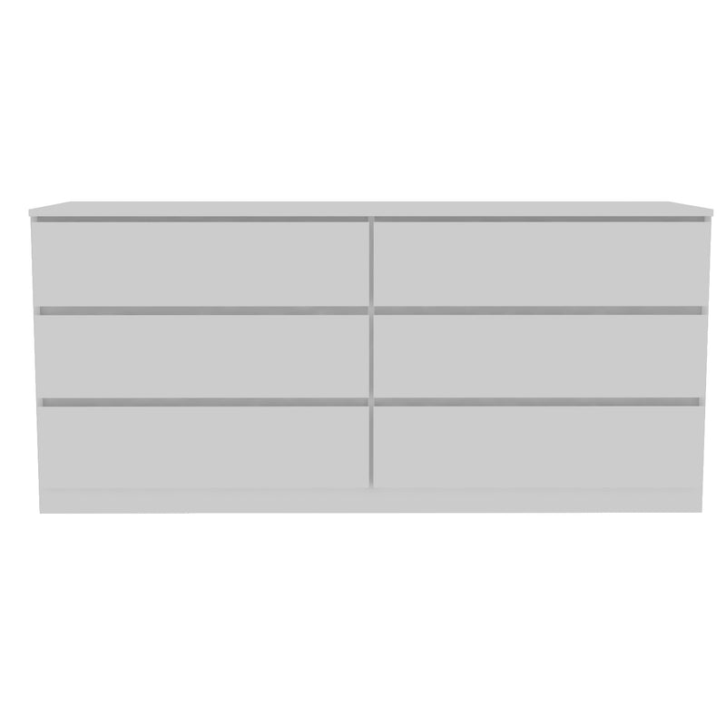 61" White Six Drawer Double Dresser Homeroots Bed & Bath