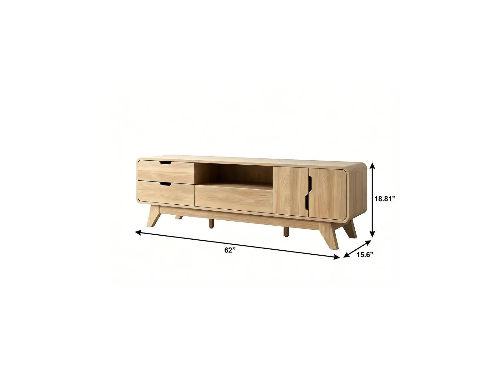 62" Beige Wood Enclosed and Open Storage TV Stand With Fireplace Homeroots Living Room