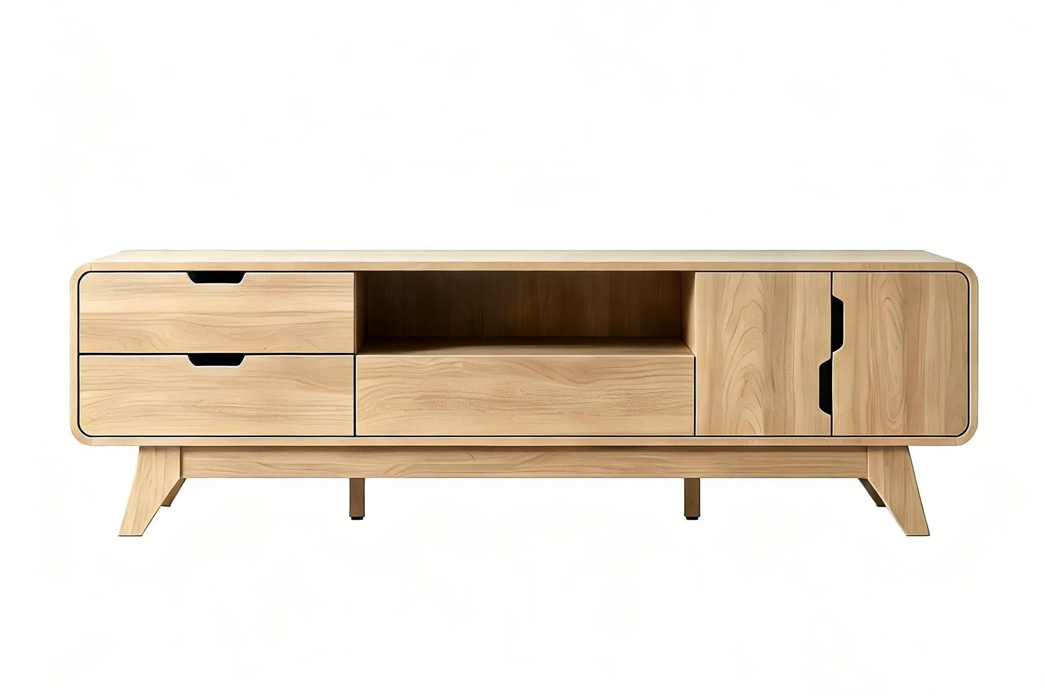 62" Beige Wood Enclosed and Open Storage TV Stand With Fireplace Homeroots Living Room