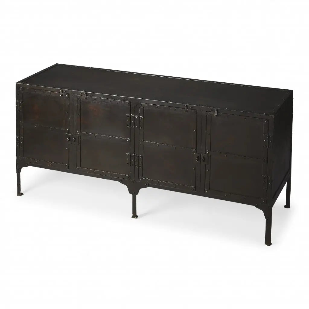 62" Black Iron Sideboard Console Cabinet Homeroots Kitchen & Dining