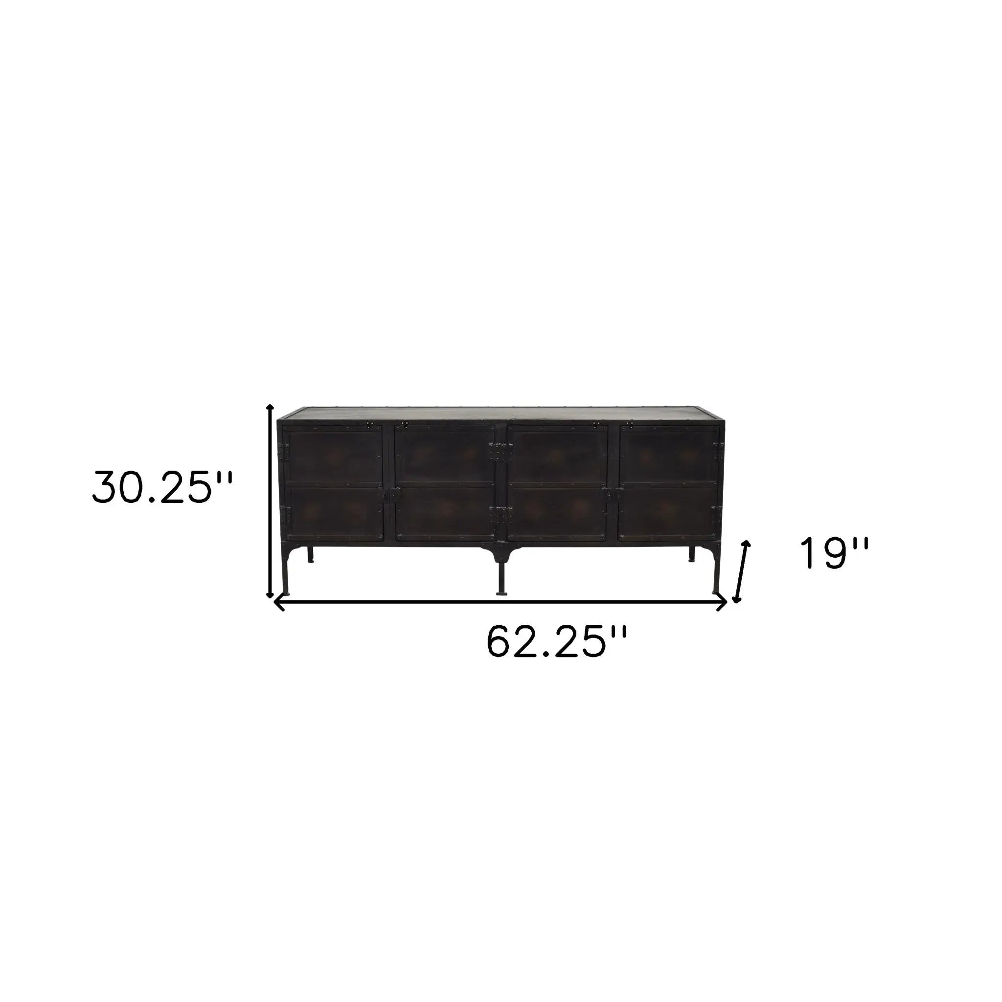 62" Black Iron Sideboard Console Cabinet Homeroots Kitchen & Dining