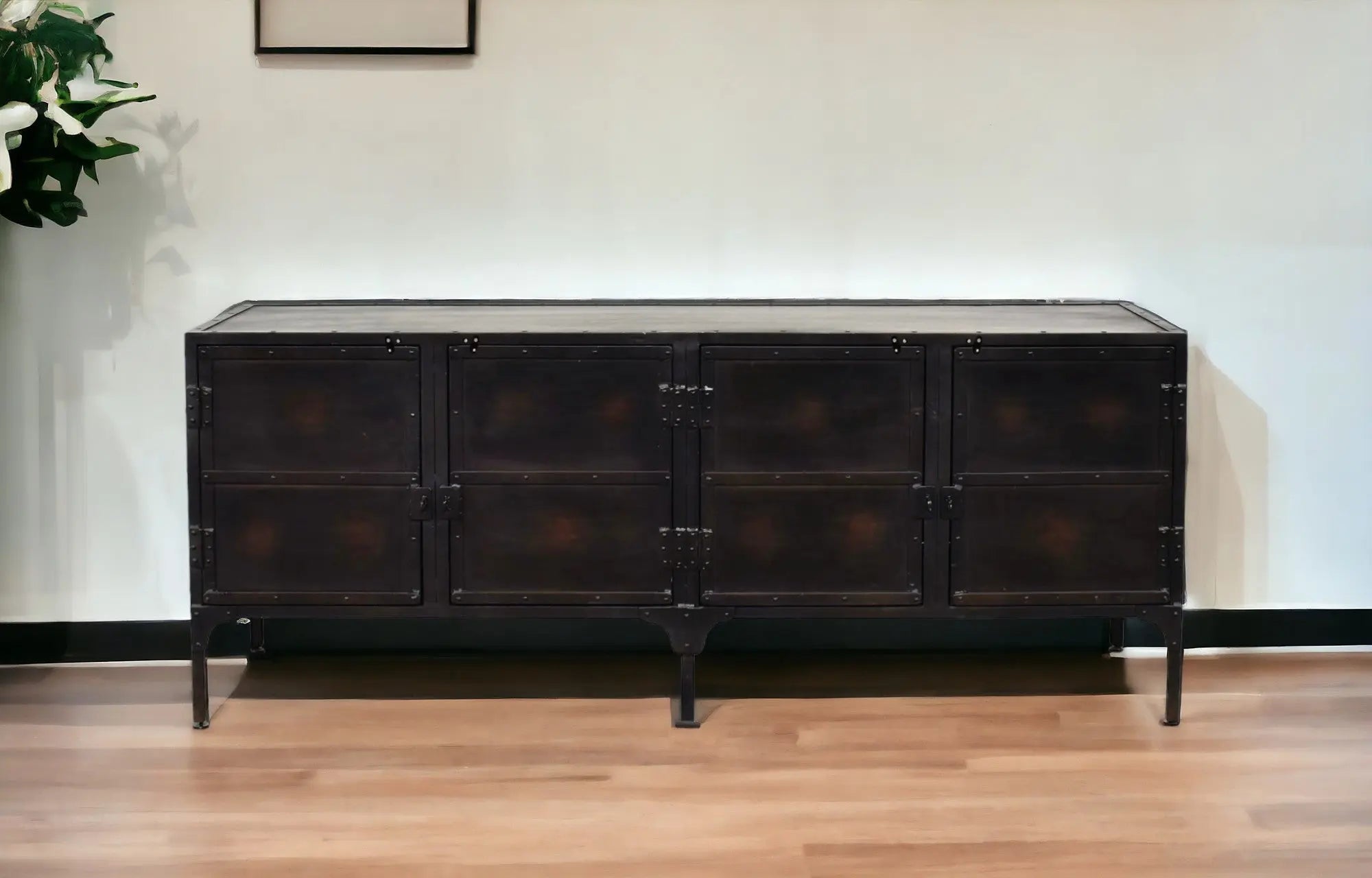 62" Black Iron Sideboard Console Cabinet Homeroots Kitchen & Dining
