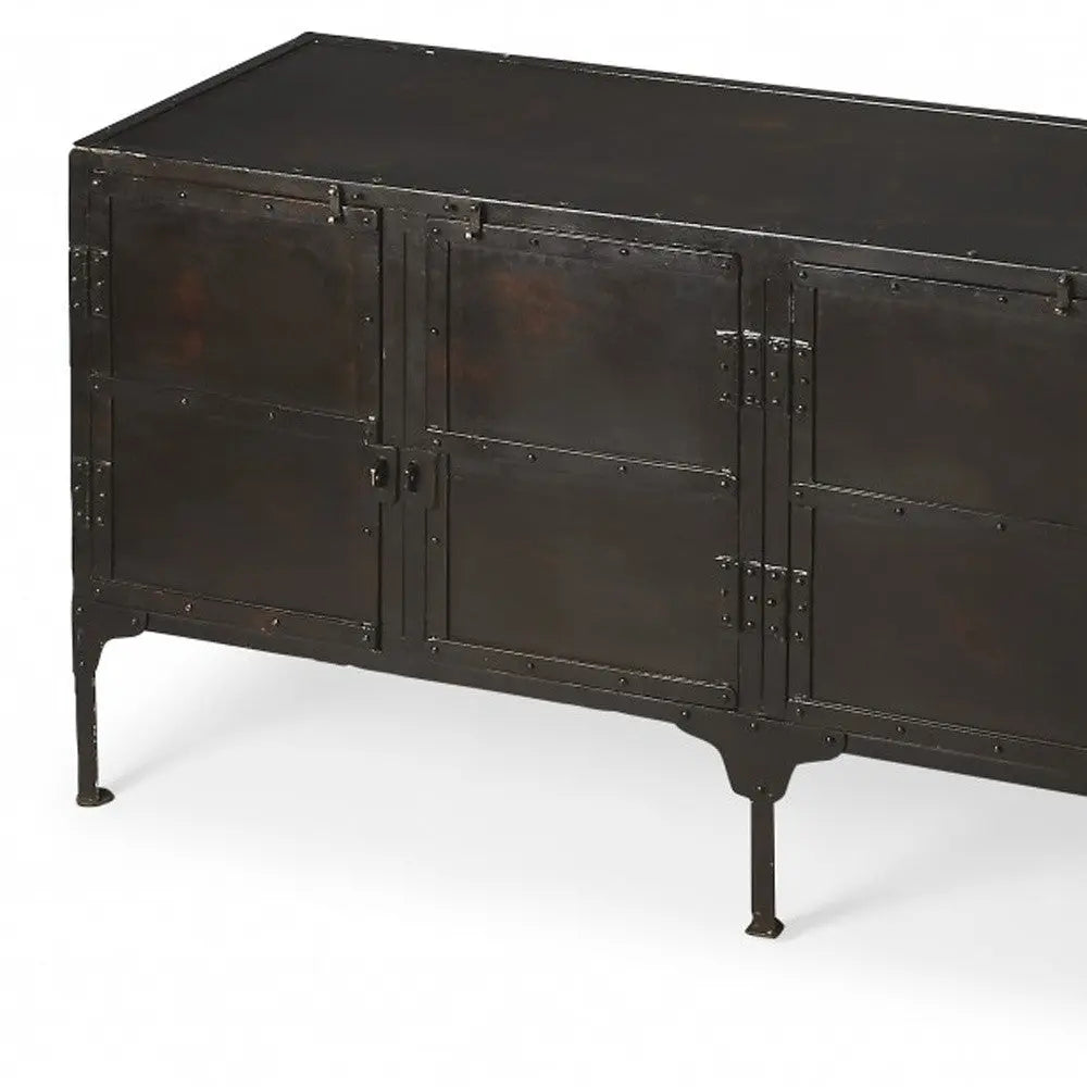 62" Black Iron Sideboard Console Cabinet Homeroots Kitchen & Dining