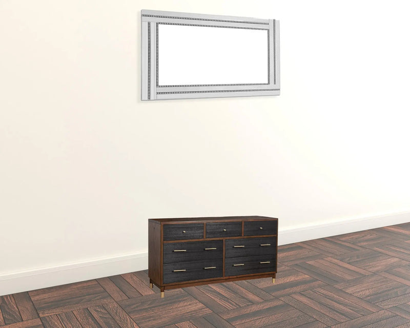 35" Brown and Black Solid Wood Seven Drawer Double Dresser - GreatEagleInc