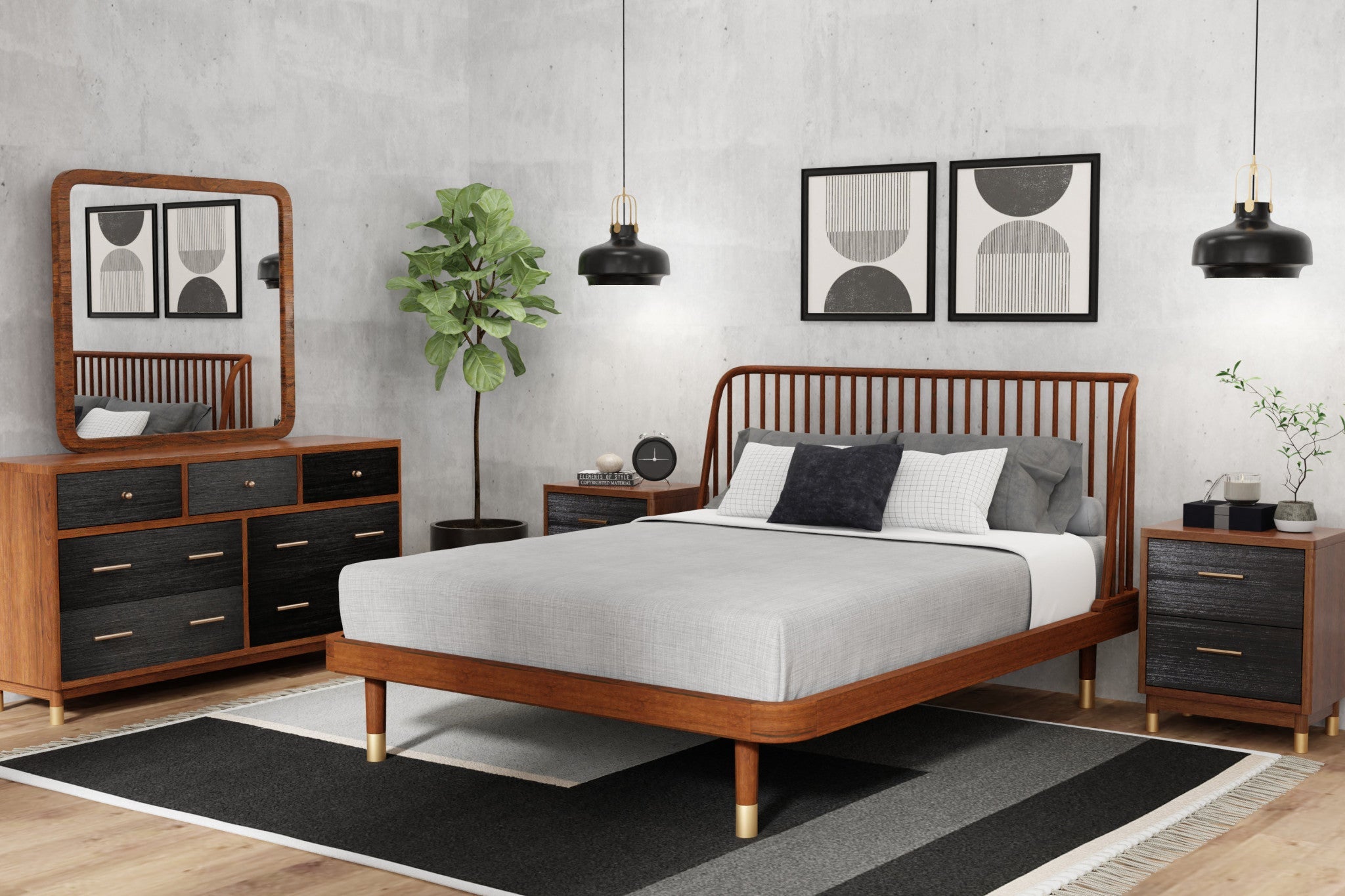 35" Brown and Black Solid Wood Seven Drawer Double Dresser - GreatEagleInc
