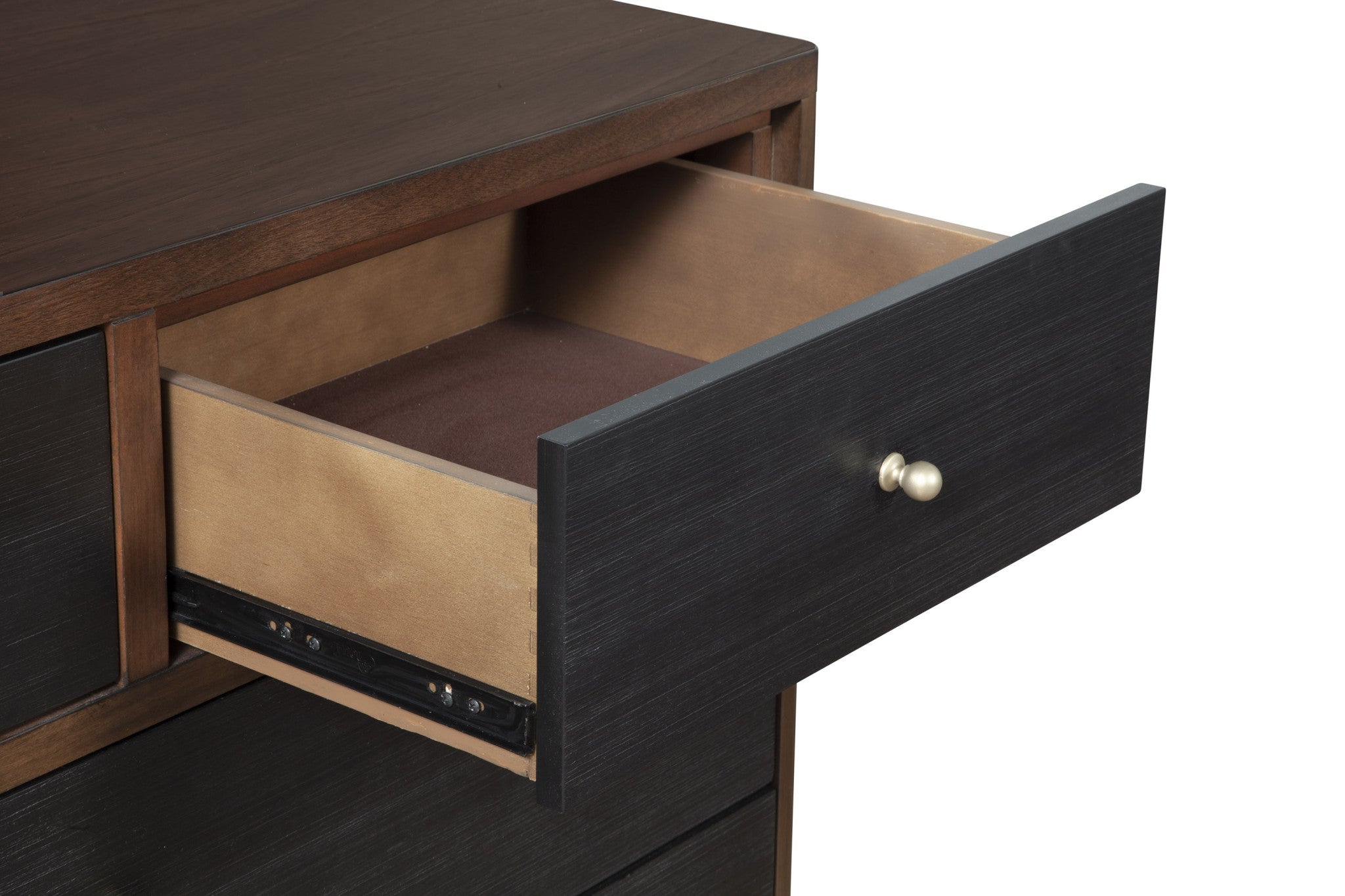 35" Brown and Black Solid Wood Seven Drawer Double Dresser - GreatEagleInc