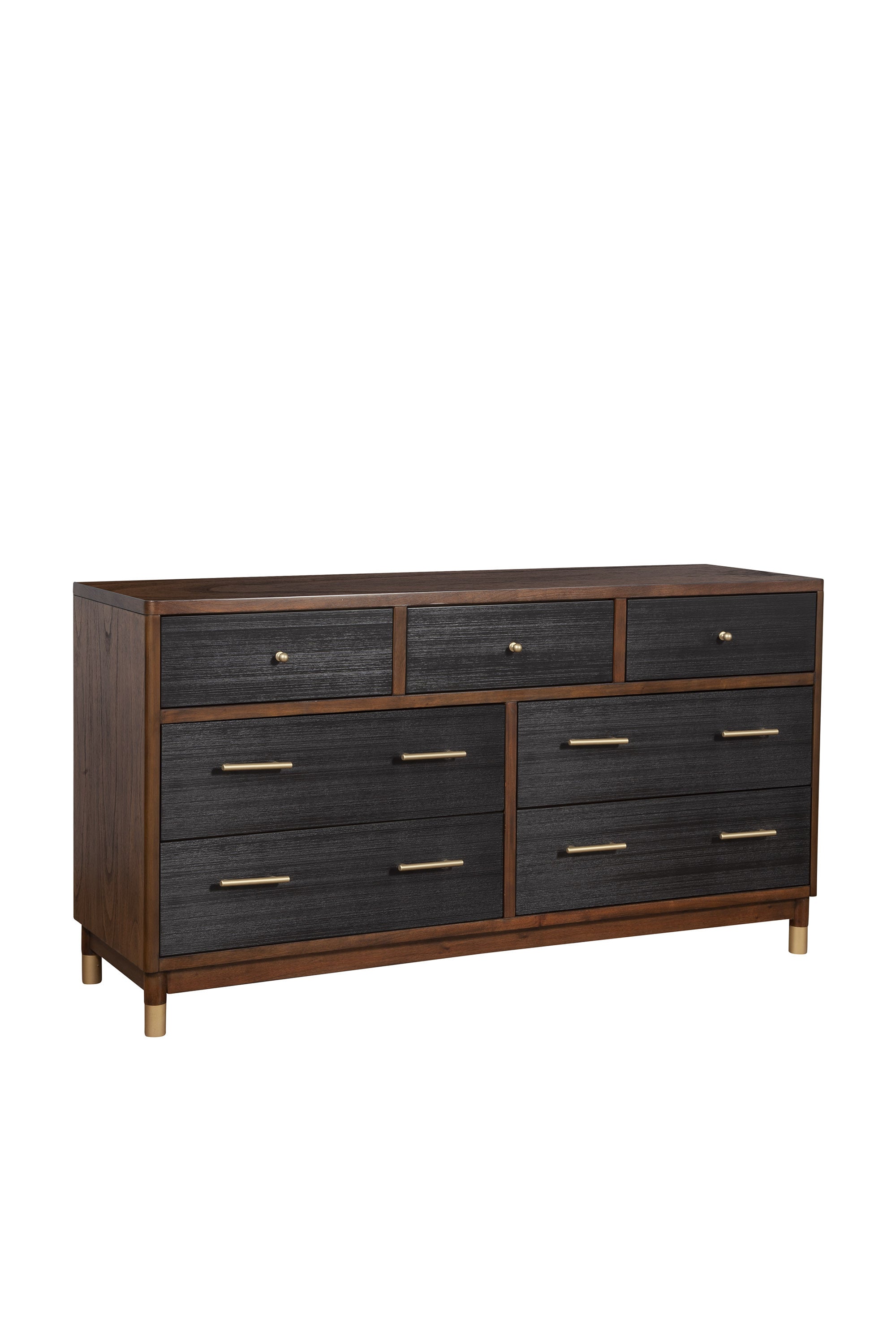 35" Brown and Black Solid Wood Seven Drawer Double Dresser - GreatEagleInc