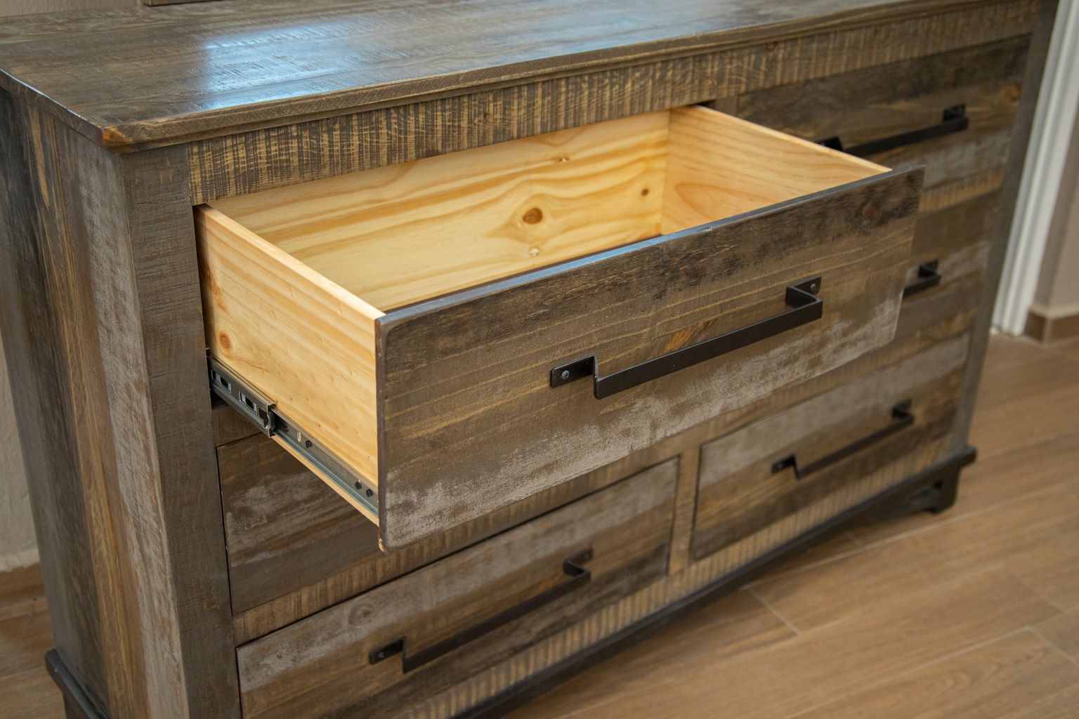 62" Brown Solid Wood Six Drawer Double Dresser - GreatEagleInc