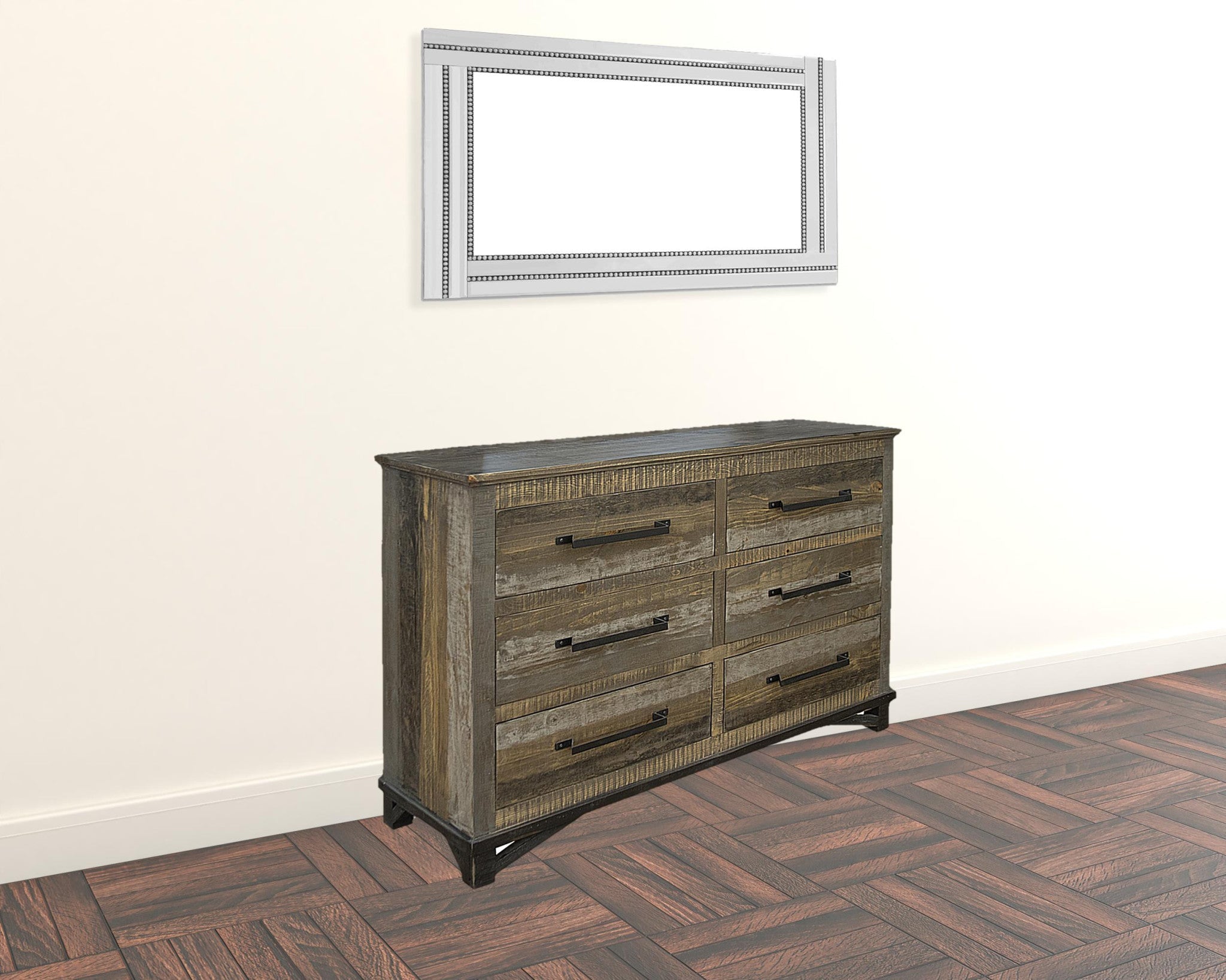 62" Brown Solid Wood Six Drawer Double Dresser - GreatEagleInc
