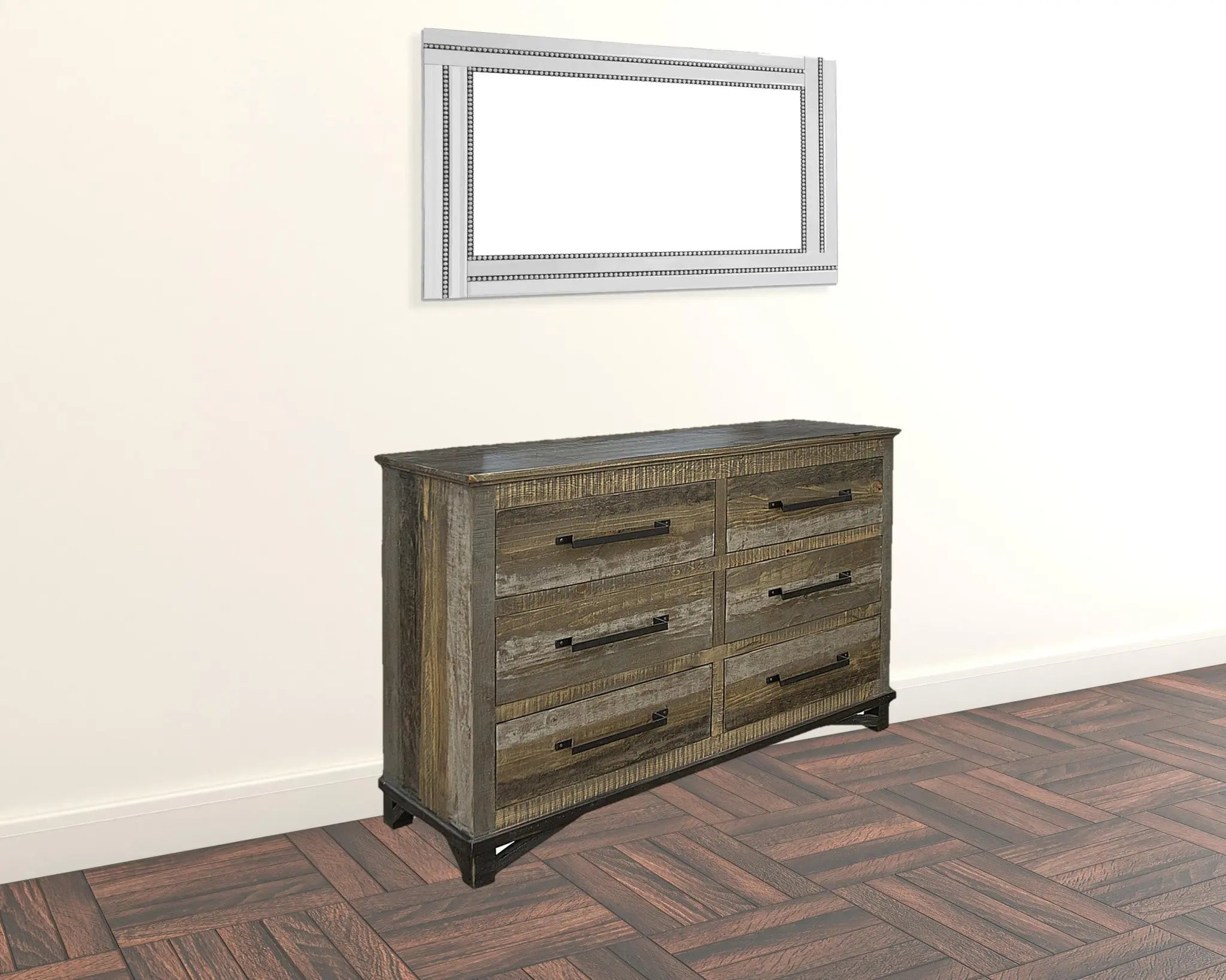 62" Brown Solid Wood Six Drawer Double Dresser - GreatEagleInc