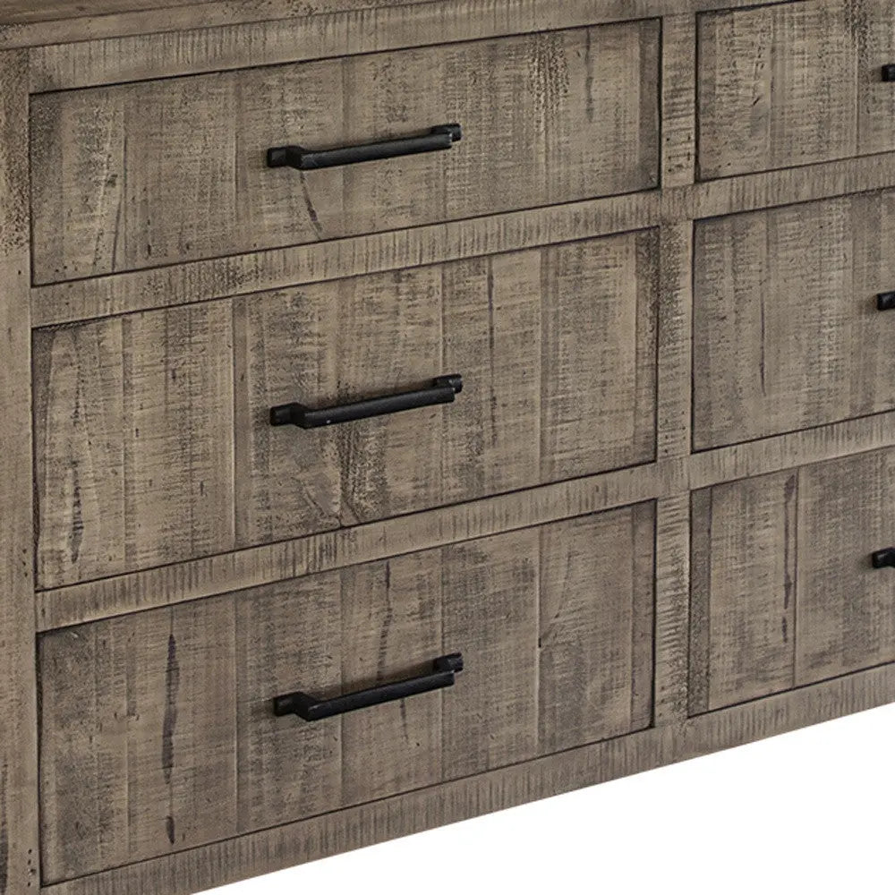 62" Brown Solid Wood Six Drawer Double Dresser - GreatEagleInc