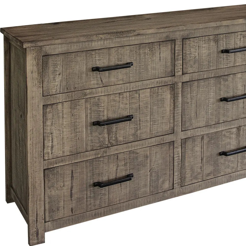 62" Brown Solid Wood Six Drawer Double Dresser - GreatEagleInc