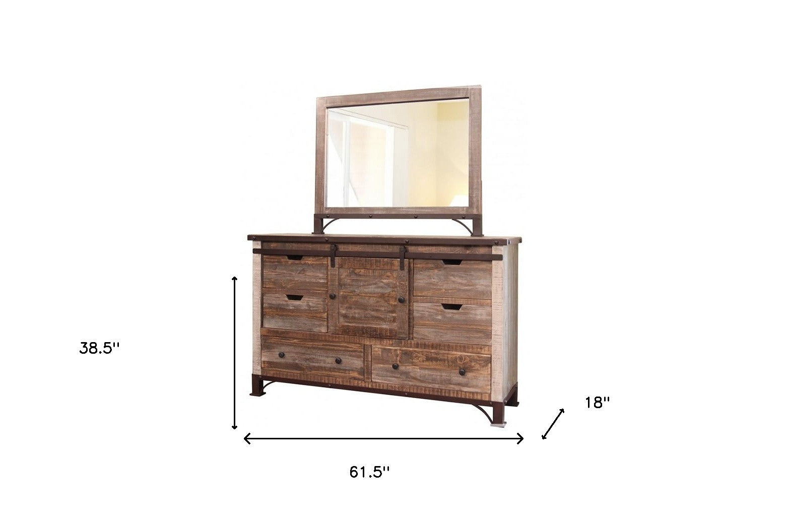 62" Brown Solid Wood Six Drawer Triple Dresser - GreatEagleInc