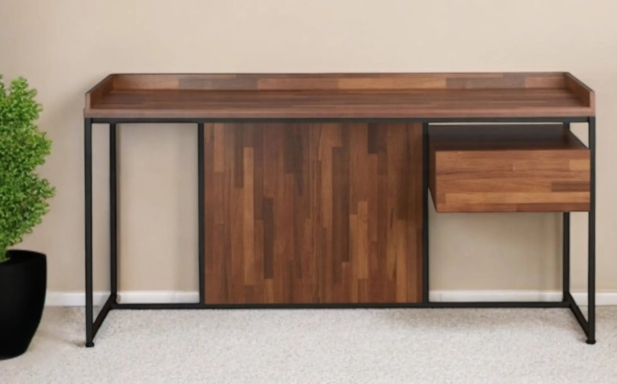 62" Brown and Black Computer Desk Homeroots Office