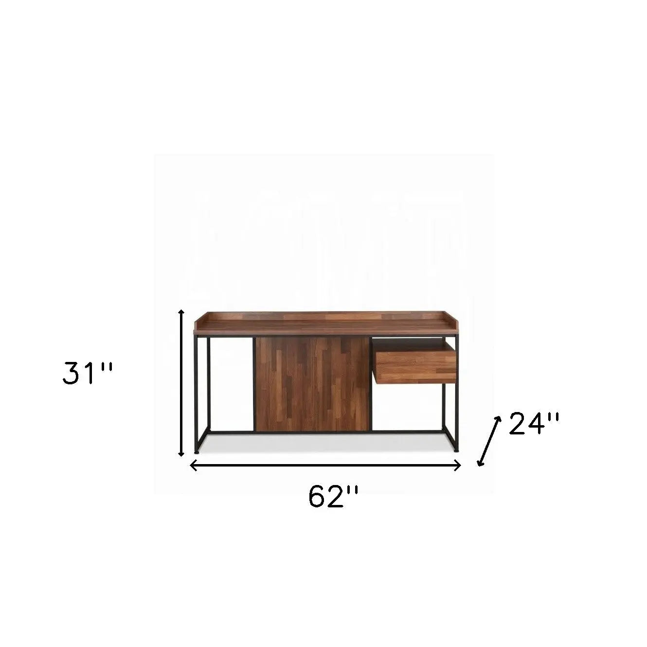 62" Brown and Black Computer Desk Homeroots Office