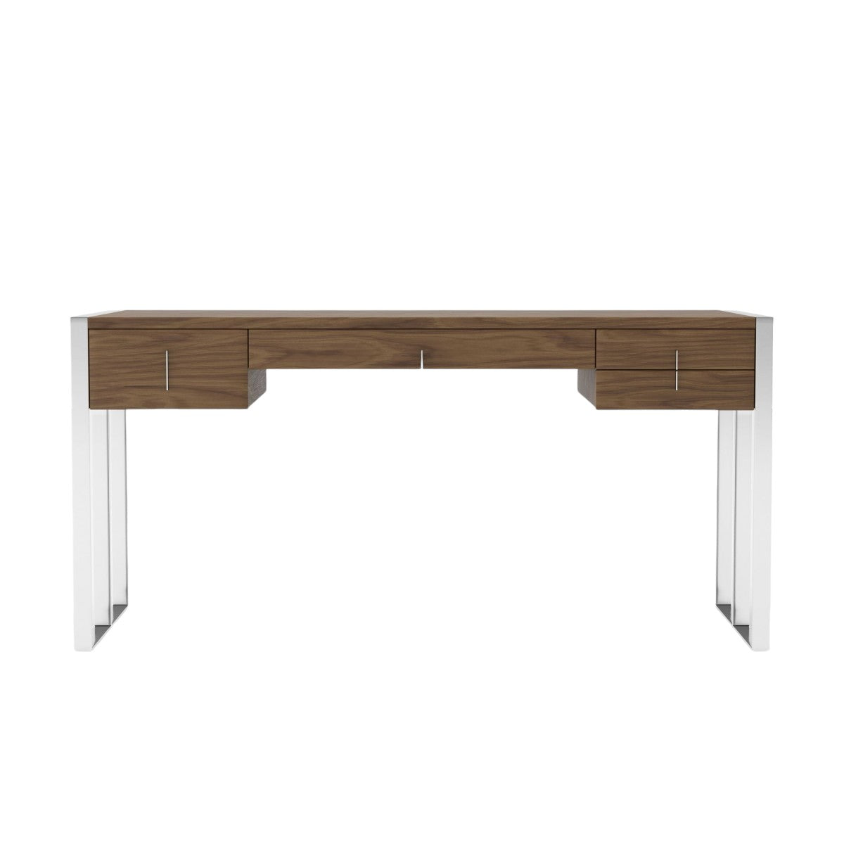 62" Brown and Silver Writing Desk With Four Drawers Homeroots Office