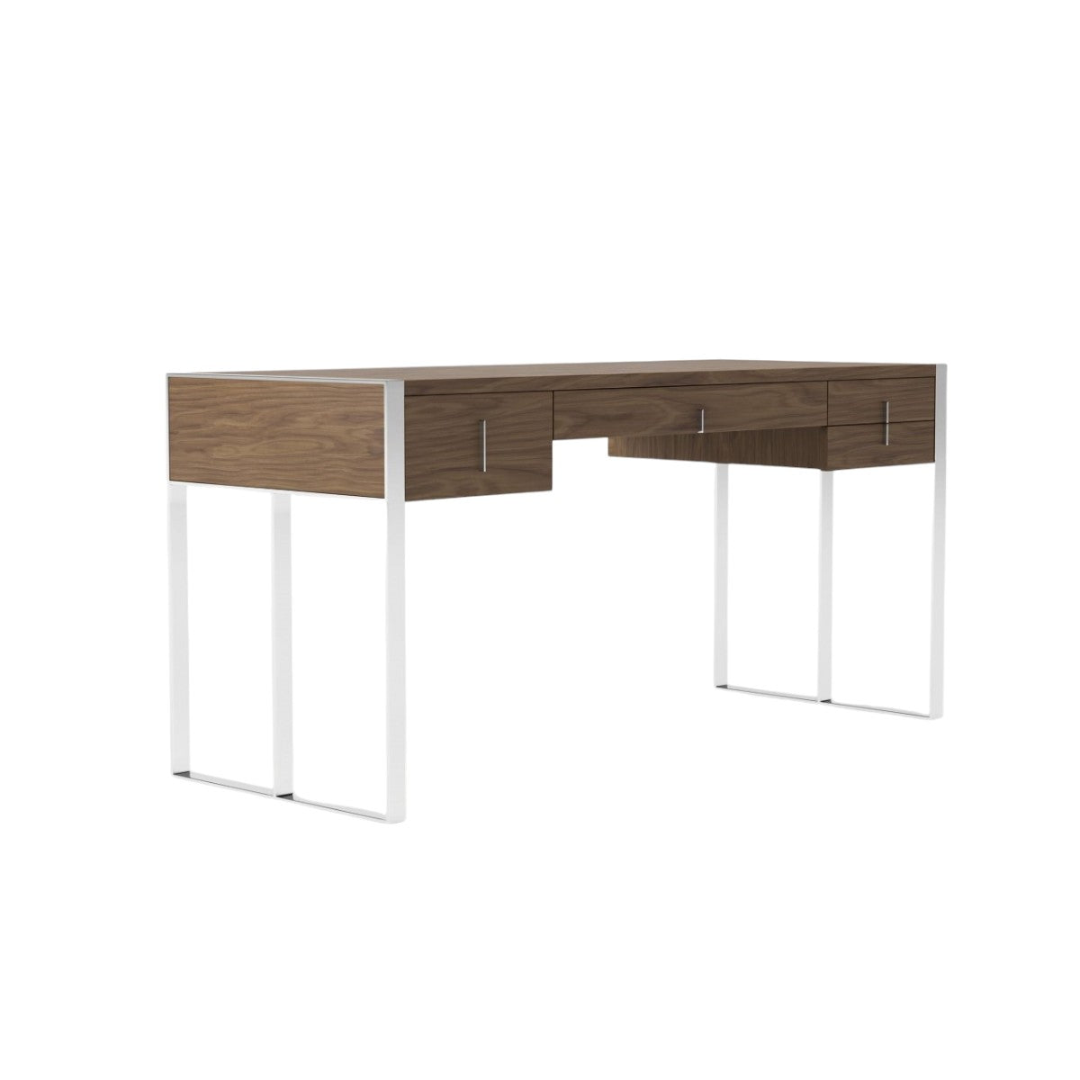 62" Brown and Silver Writing Desk With Four Drawers Homeroots Office