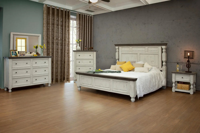 62" Gray and Ivory Solid Wood Six Drawer Double Dresser - GreatEagleInc