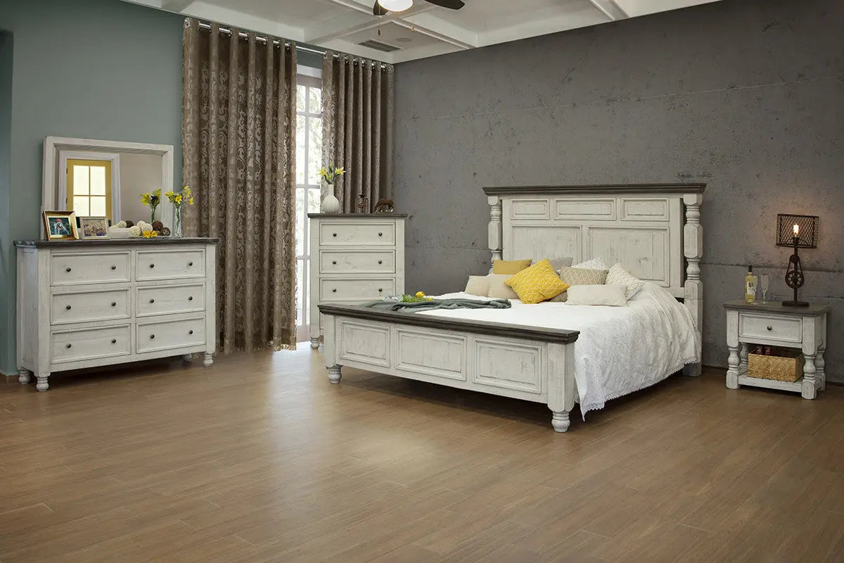 62" Gray and Ivory Solid Wood Six Drawer Double Dresser - GreatEagleInc
