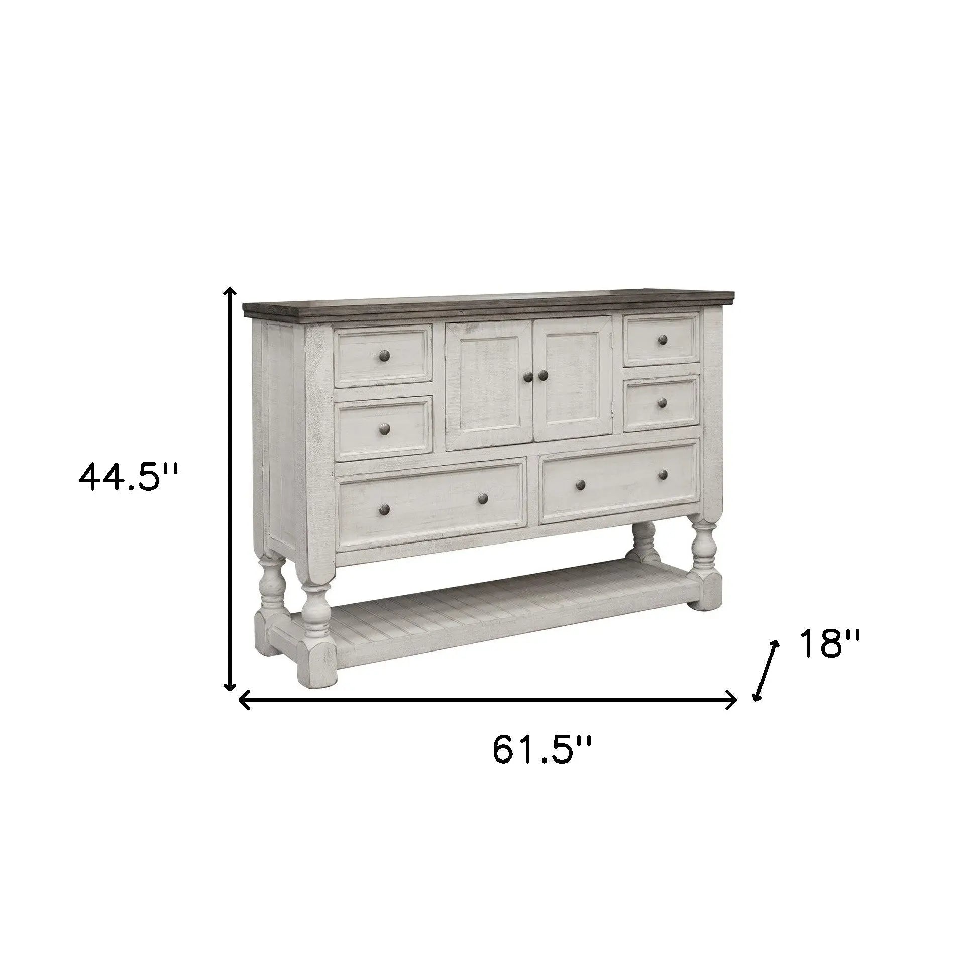 62" Gray and Ivory Solid Wood Six Drawer Triple Dresser - GreatEagleInc