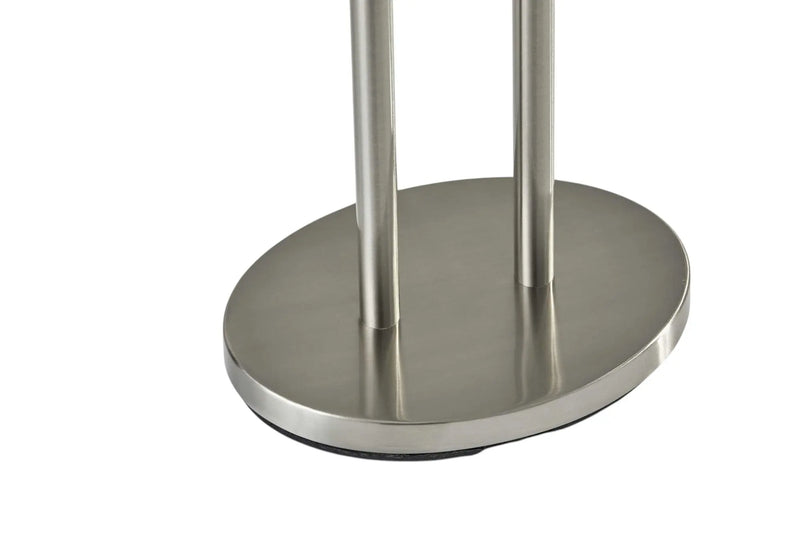 62" Silver Metal Task Floor Lamp With White Fabric Drum Shade - GreatEagleInc