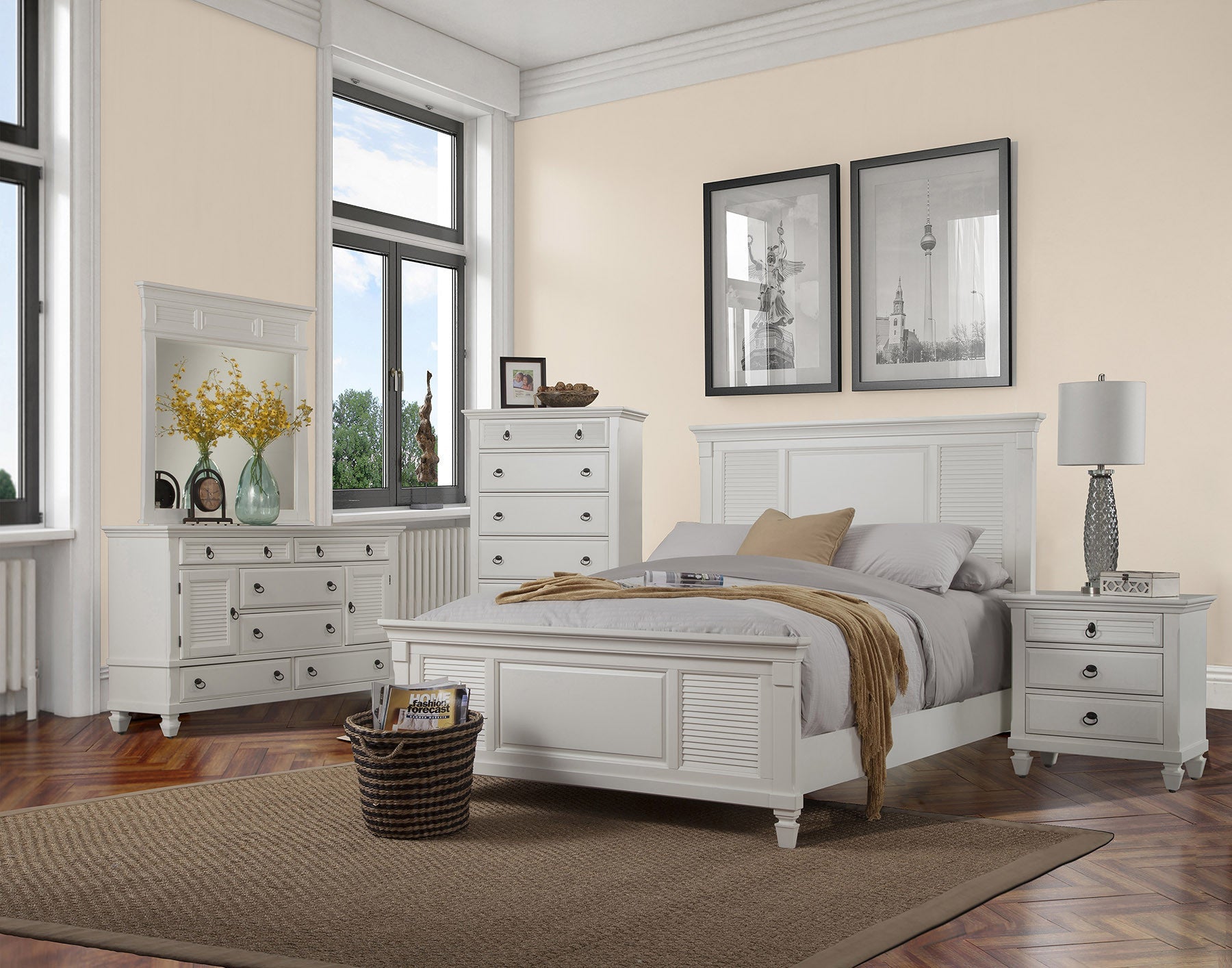 62" White Solid Wood Six Drawer Double Dresser - GreatEagleInc