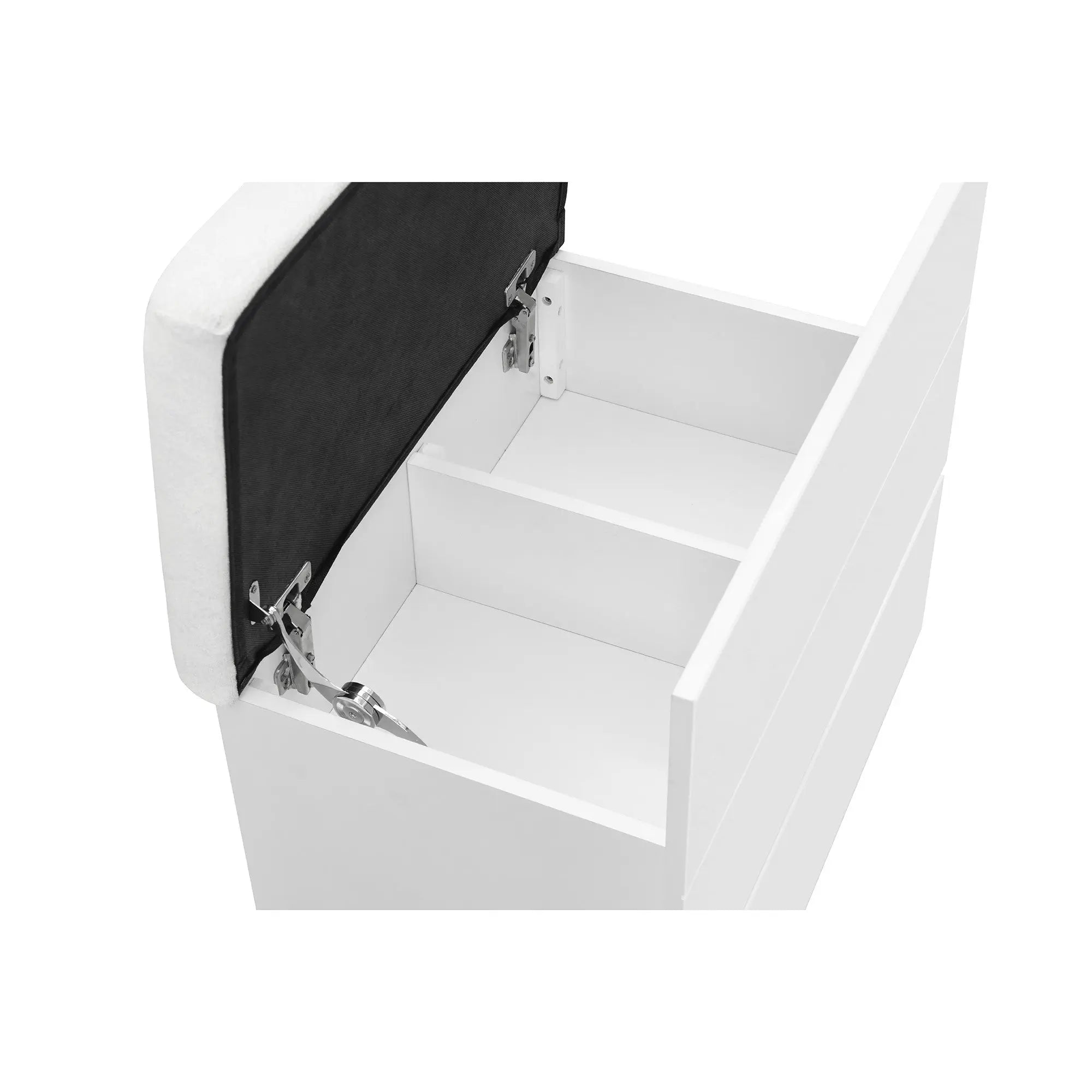 62" White Wood And Glass Six Drawer Vanity Table With Mirror Seating And Lights Homeroots Living Room