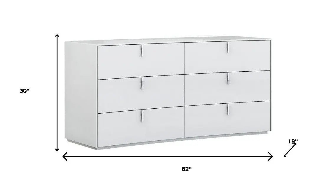62" X 19" X 30" White  Dresser Homeroots Bed & Bath
