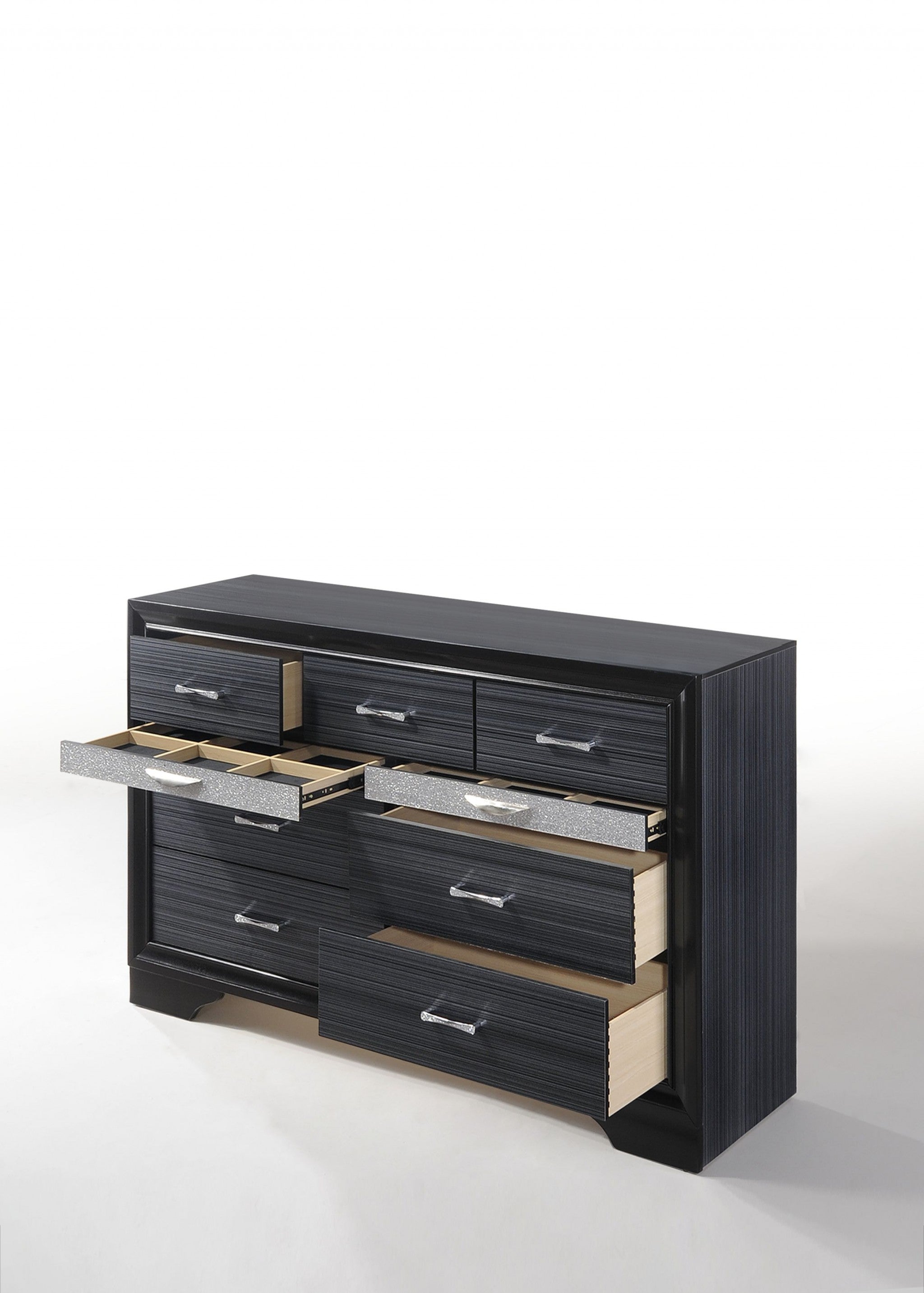63" Black Manufactured Wood Nine Drawer Gentlemans Chest Homeroots Bed & Bath