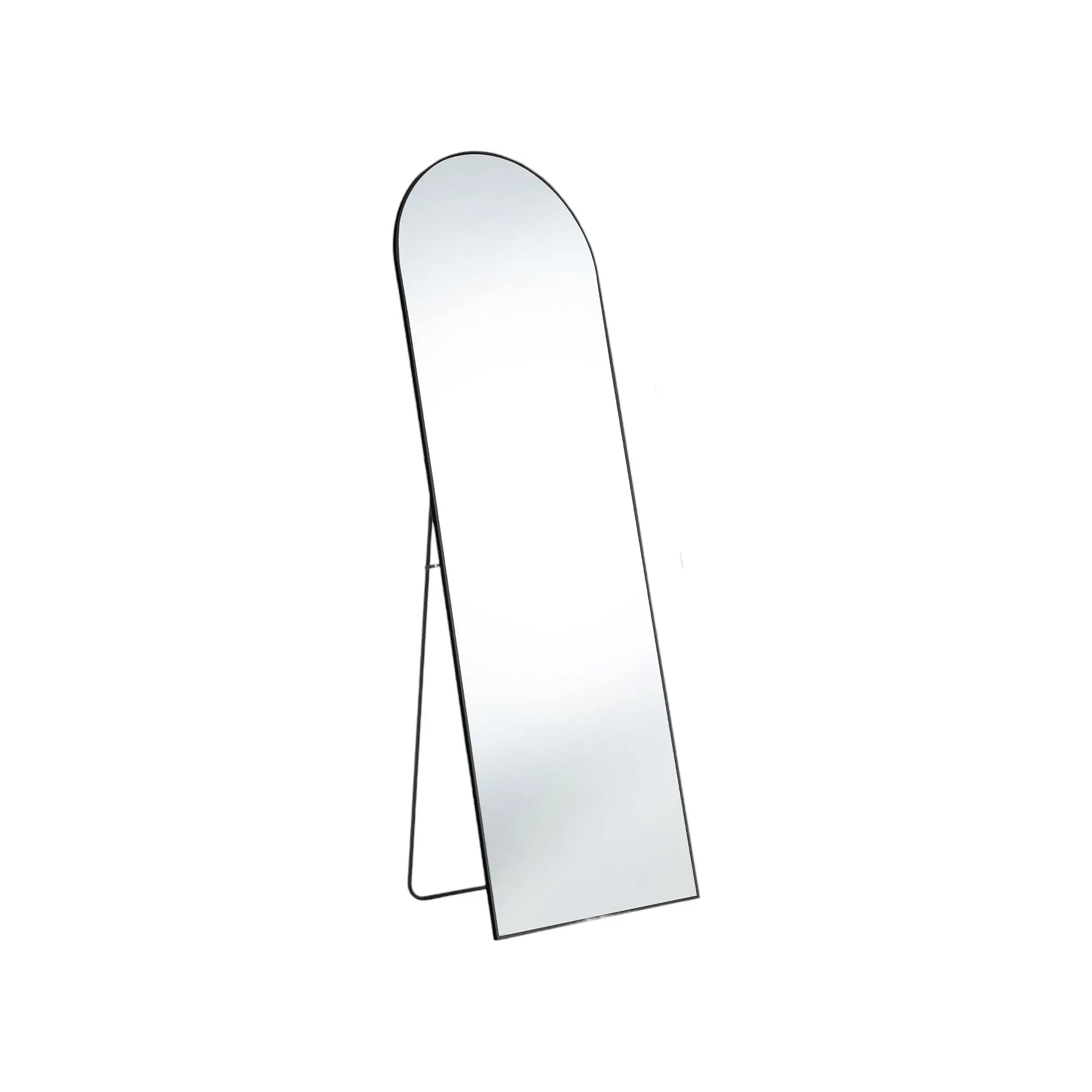 63" Black Metal Arch Freestanding and Wall Mount Framed Full Length Mirror Homeroots Bed & Bath