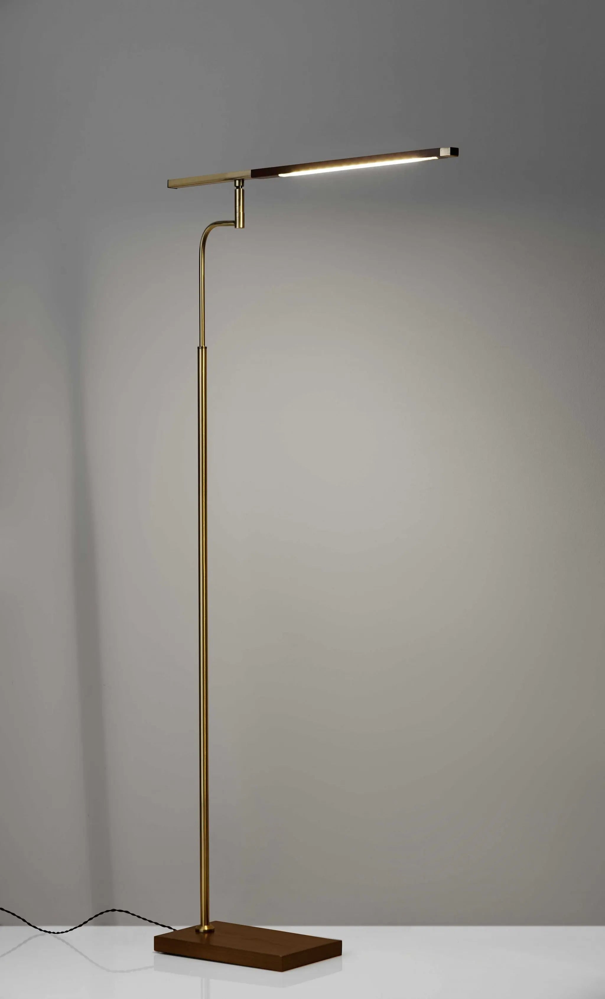 63" Brown LED Task Floor Lamp With Brass - GreatEagleInc