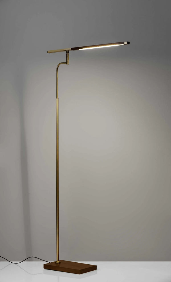 63" Brown LED Task Floor Lamp With Brass - GreatEagleInc