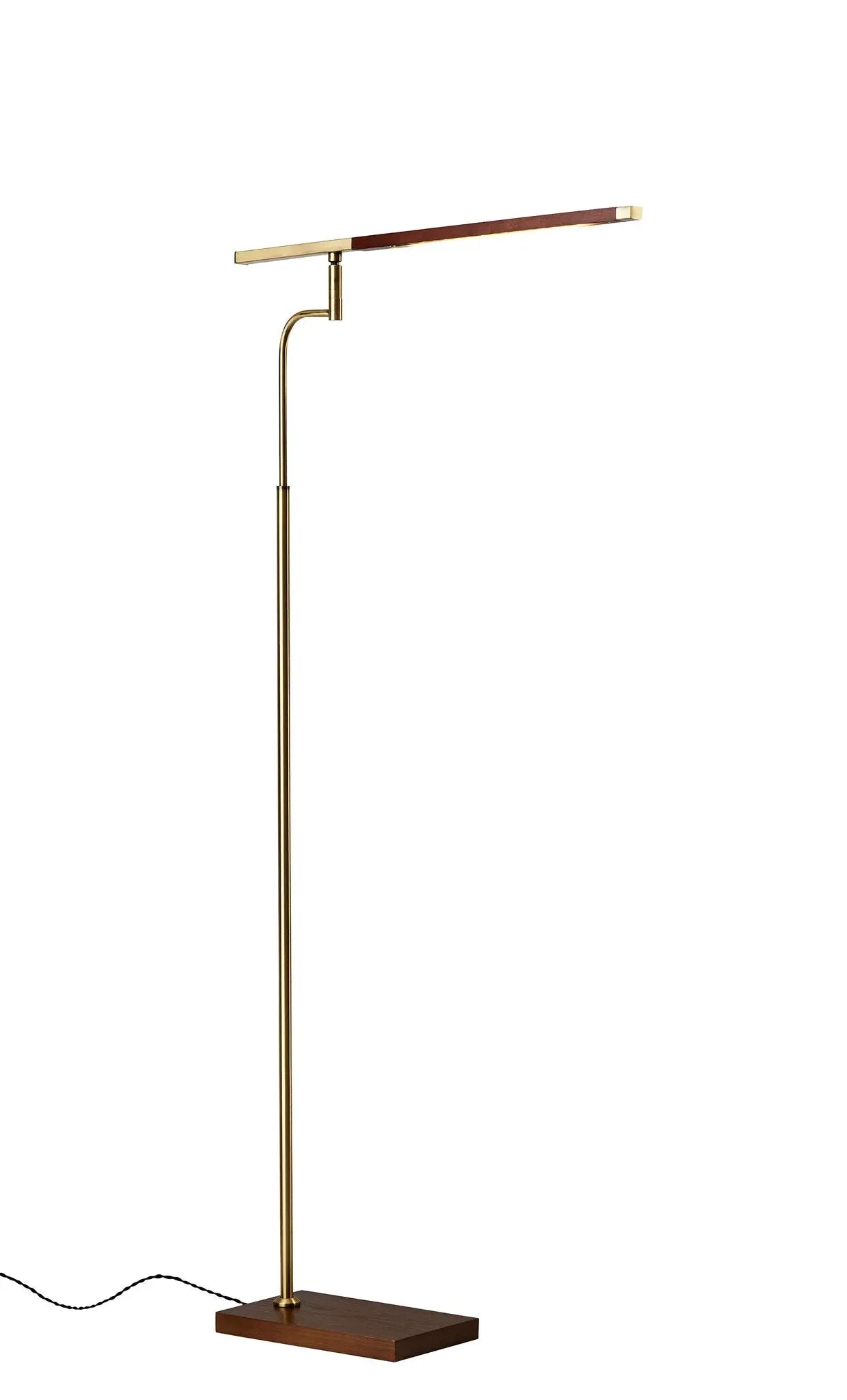 63" Brown LED Task Floor Lamp With Brass - GreatEagleInc