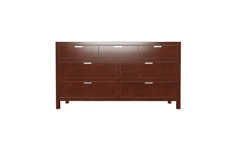 63" Brown Solid Wood Seven Drawer Double Dresser - GreatEagleInc