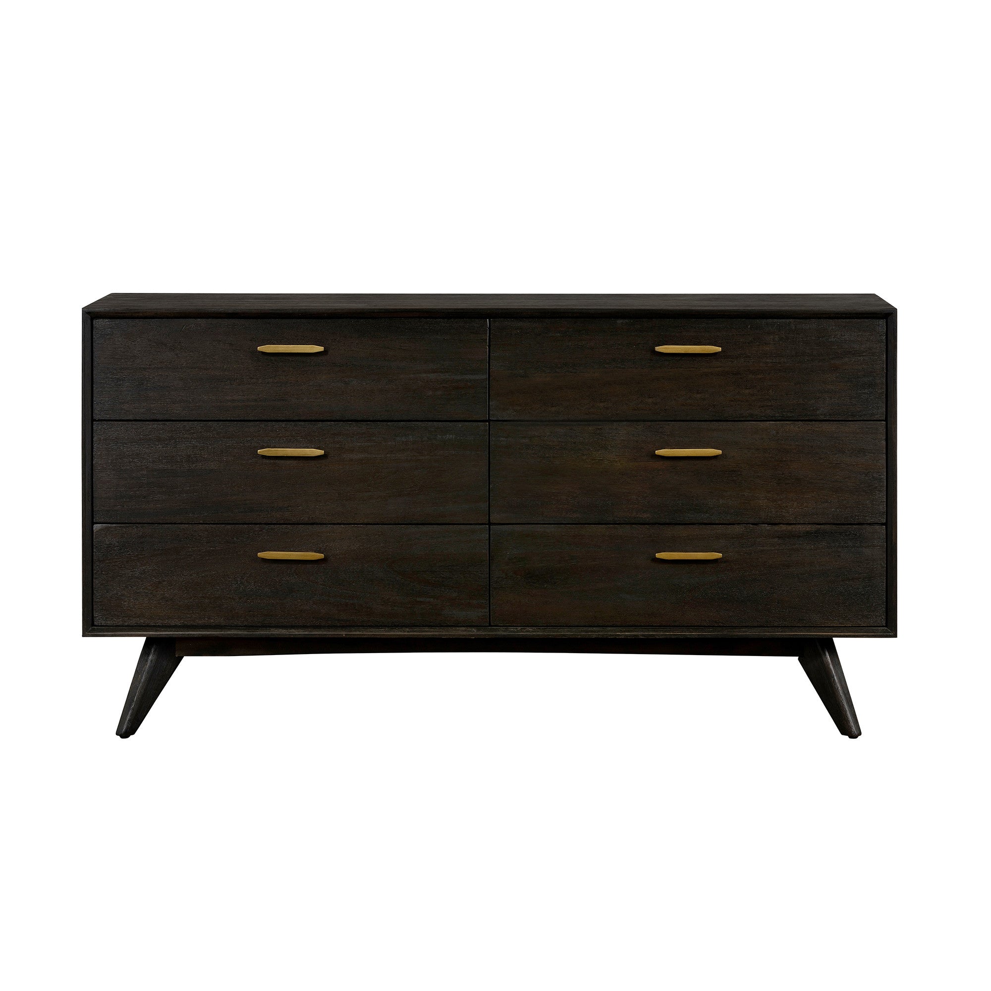 63" Brown Solid Wood Six Drawer Dresser - GreatEagleInc