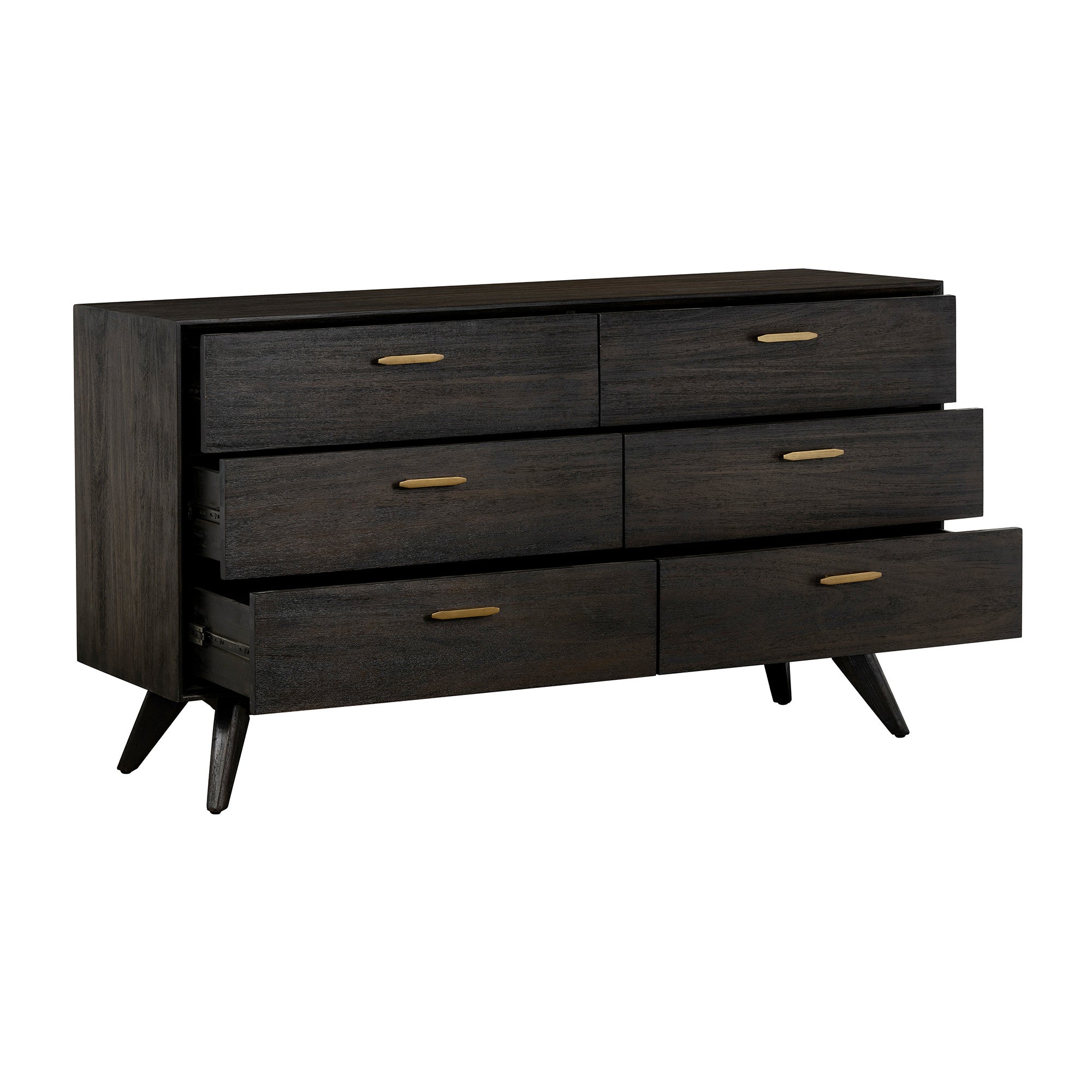 63" Brown Solid Wood Six Drawer Dresser - GreatEagleInc