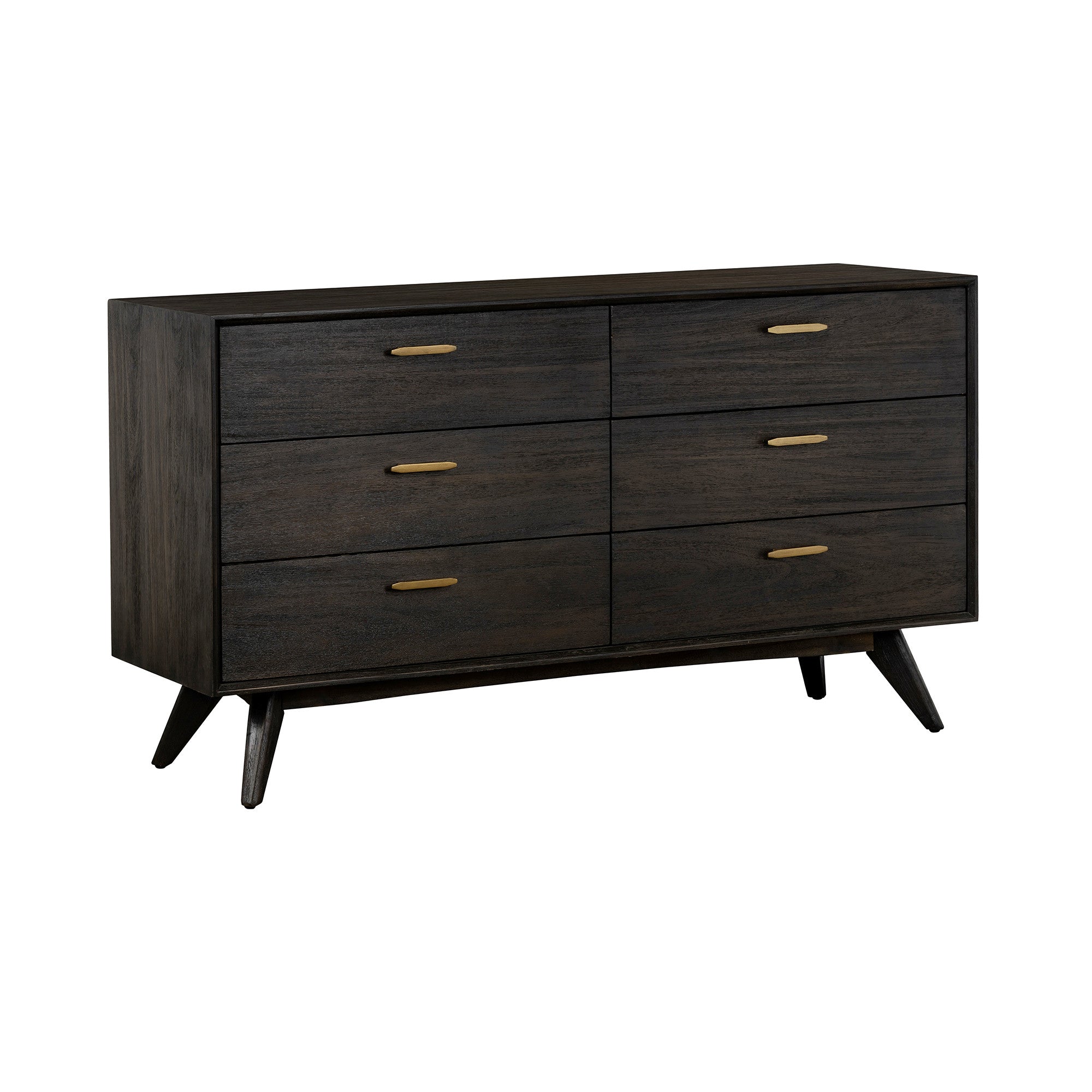 63" Brown Solid Wood Six Drawer Dresser - GreatEagleInc