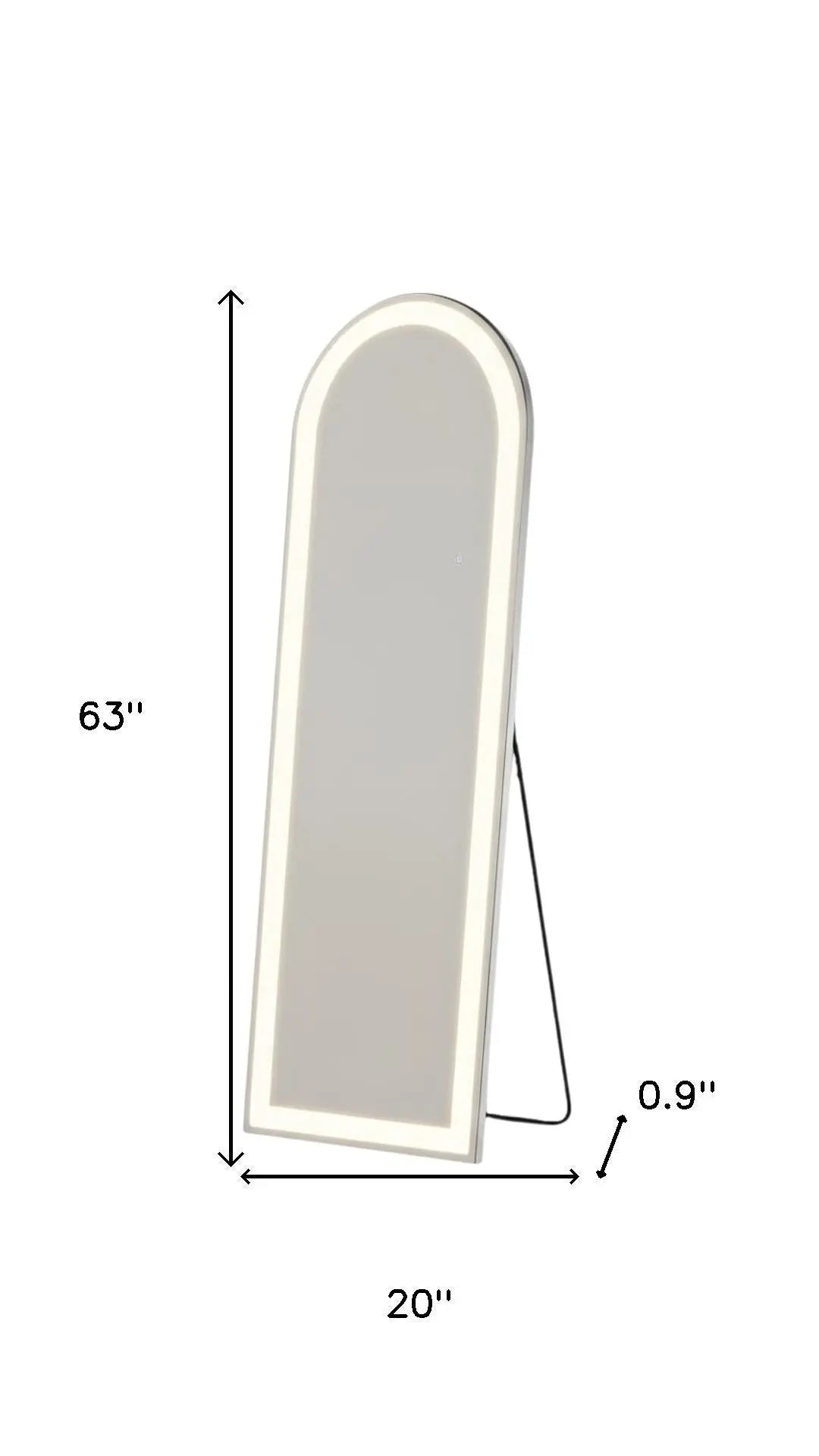 63" Clear Arch Lighted Freestanding and Wall Mount Frameless Full Length Mirror - GreatEagleInc