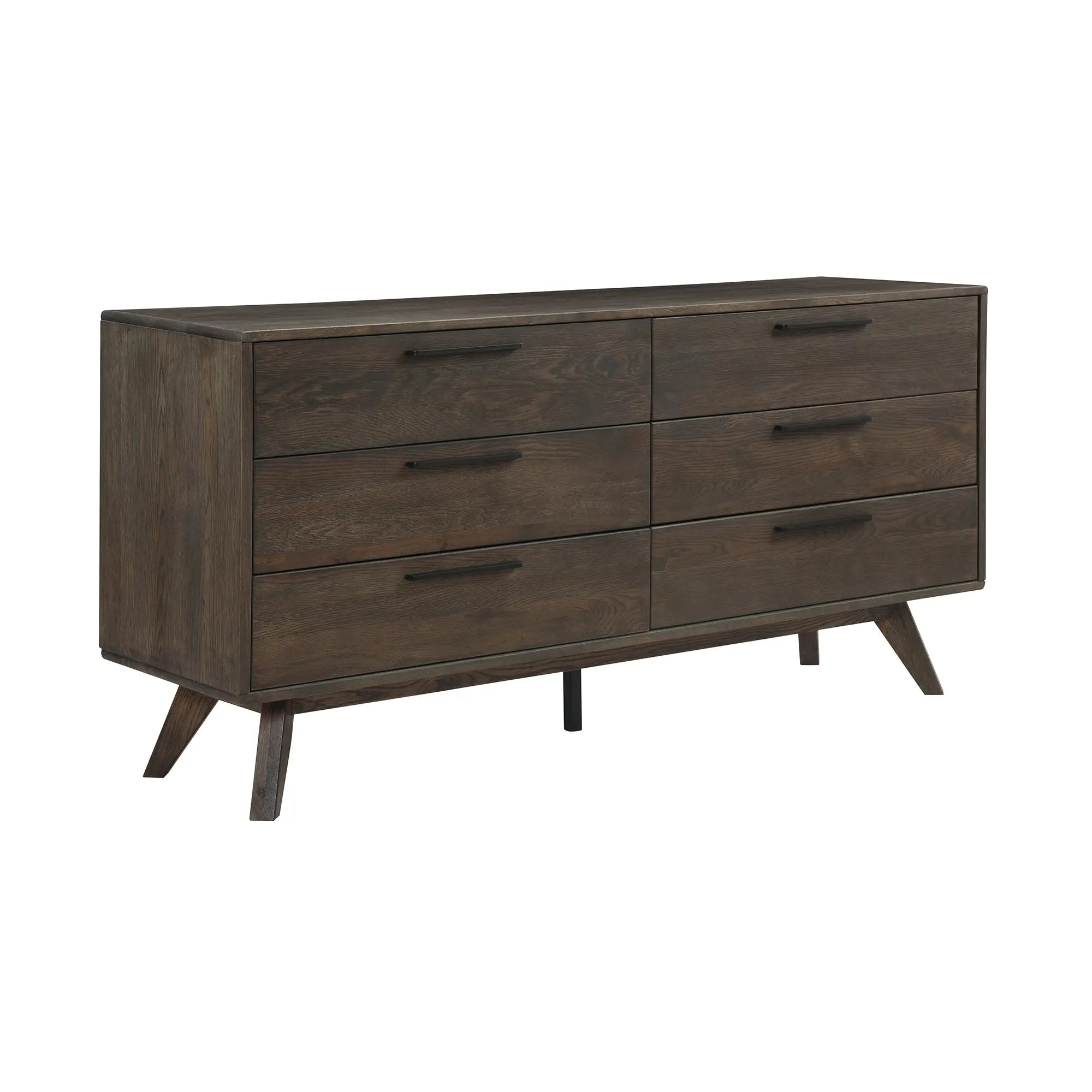 63" Dark Brown Solid Wood Six Drawer Double Dresser - GreatEagleInc