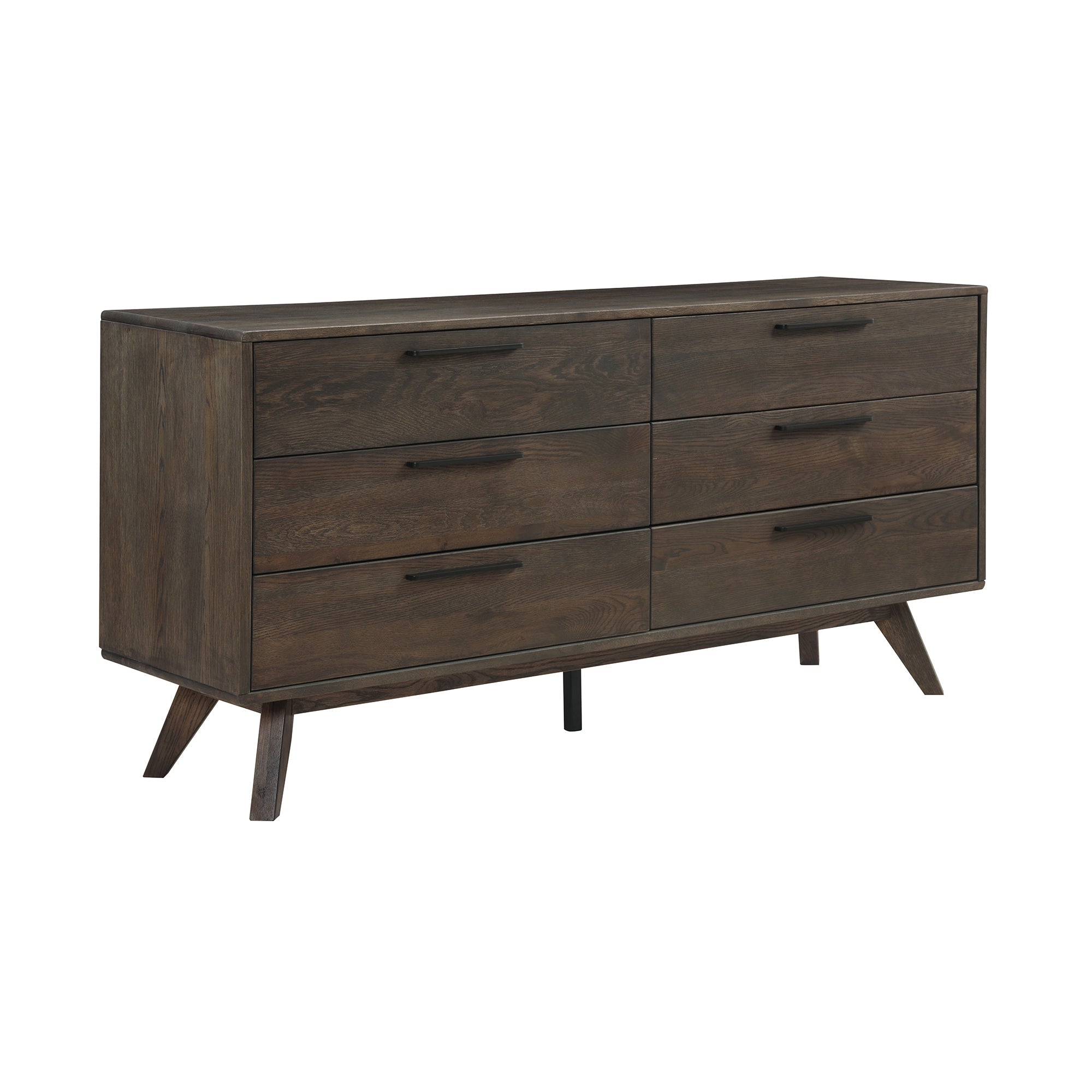 63" Dark Brown Solid Wood Six Drawer Double Dresser - GreatEagleInc
