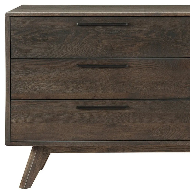 63" Dark Brown Solid Wood Six Drawer Double Dresser - GreatEagleInc