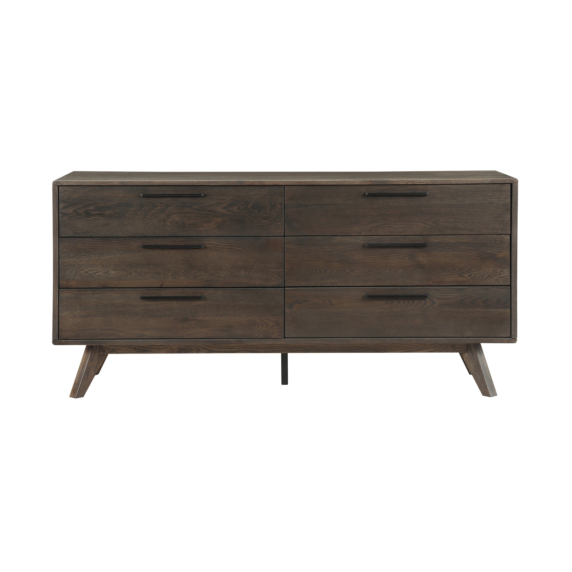 63" Dark Brown Solid Wood Six Drawer Double Dresser - GreatEagleInc