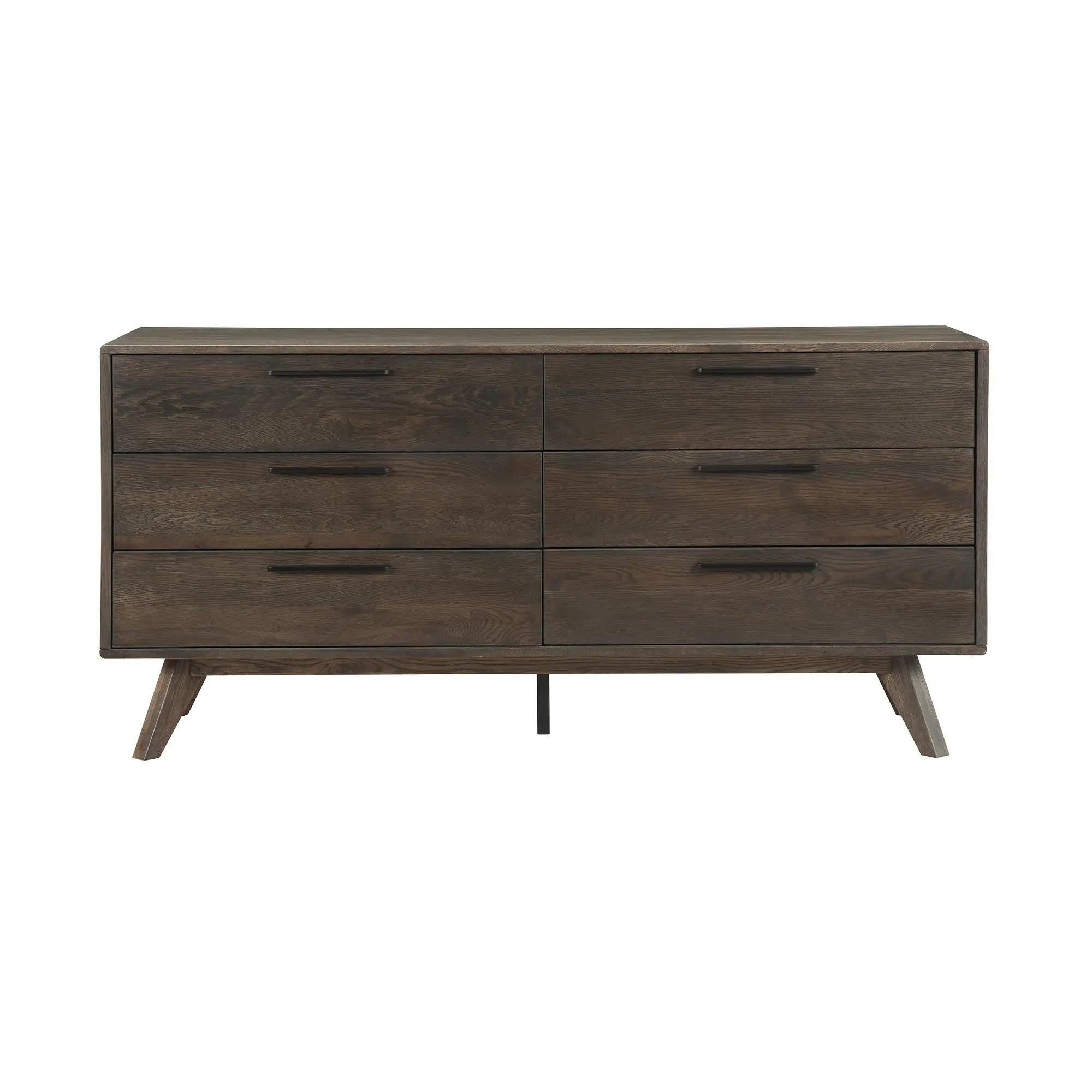 63" Dark Brown Solid Wood Six Drawer Double Dresser - GreatEagleInc