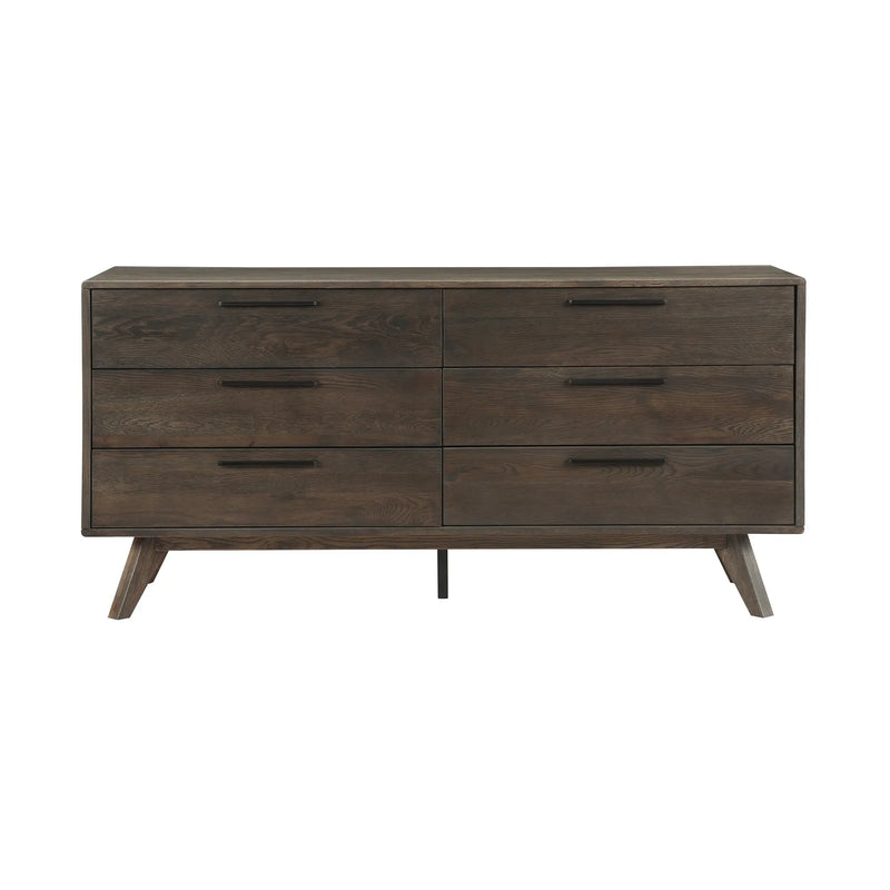 63" Dark Brown Solid Wood Six Drawer Double Dresser - GreatEagleInc