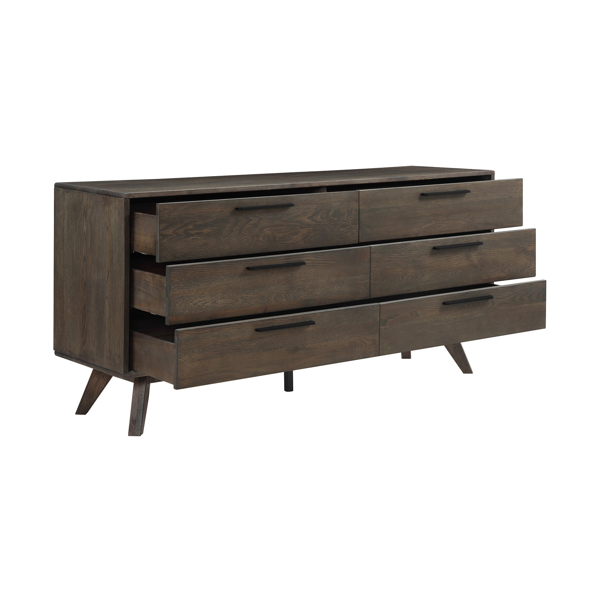63" Dark Brown Solid Wood Six Drawer Double Dresser - GreatEagleInc